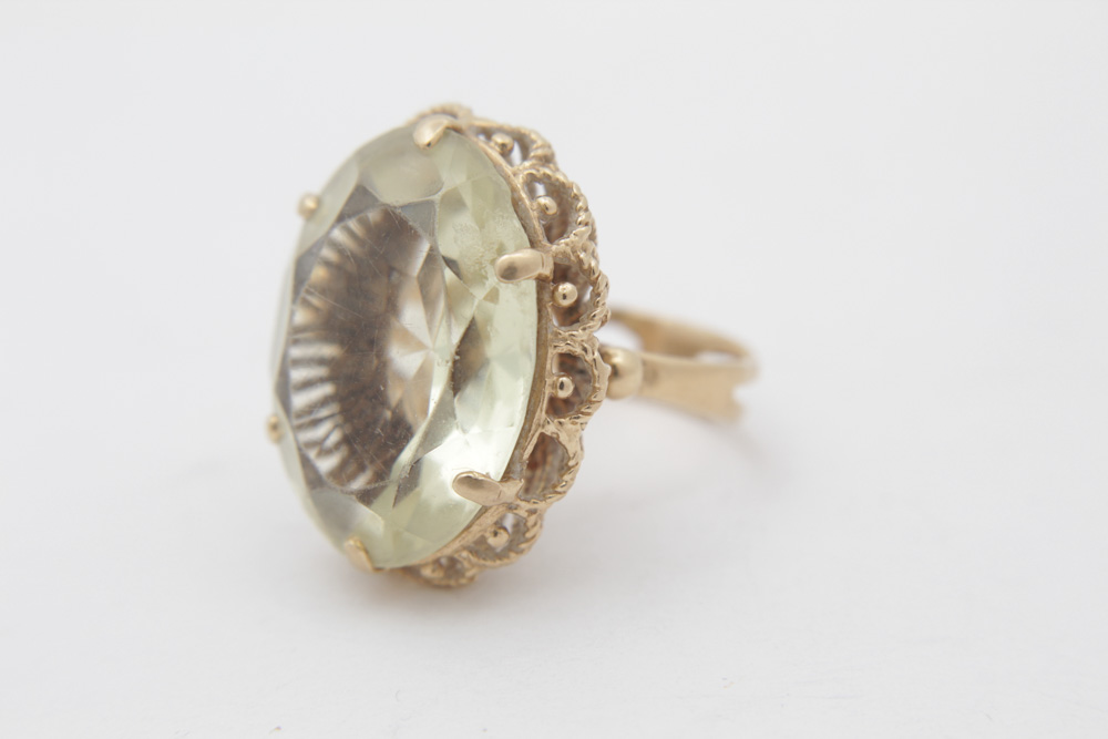 14K Yellow Gold and Quartz Ring