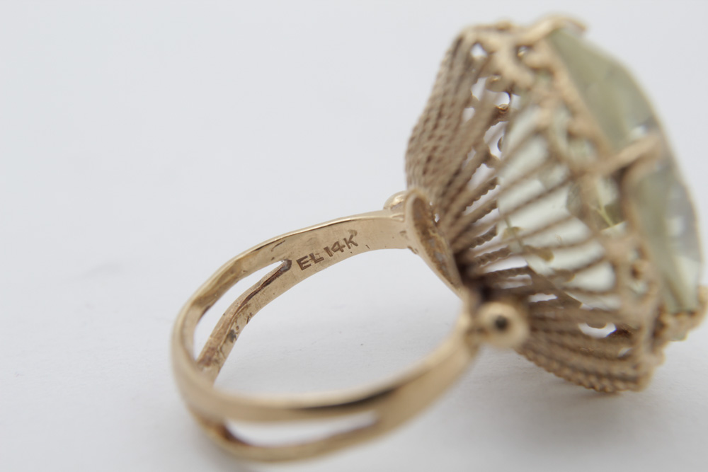 14K Yellow Gold and Quartz Ring