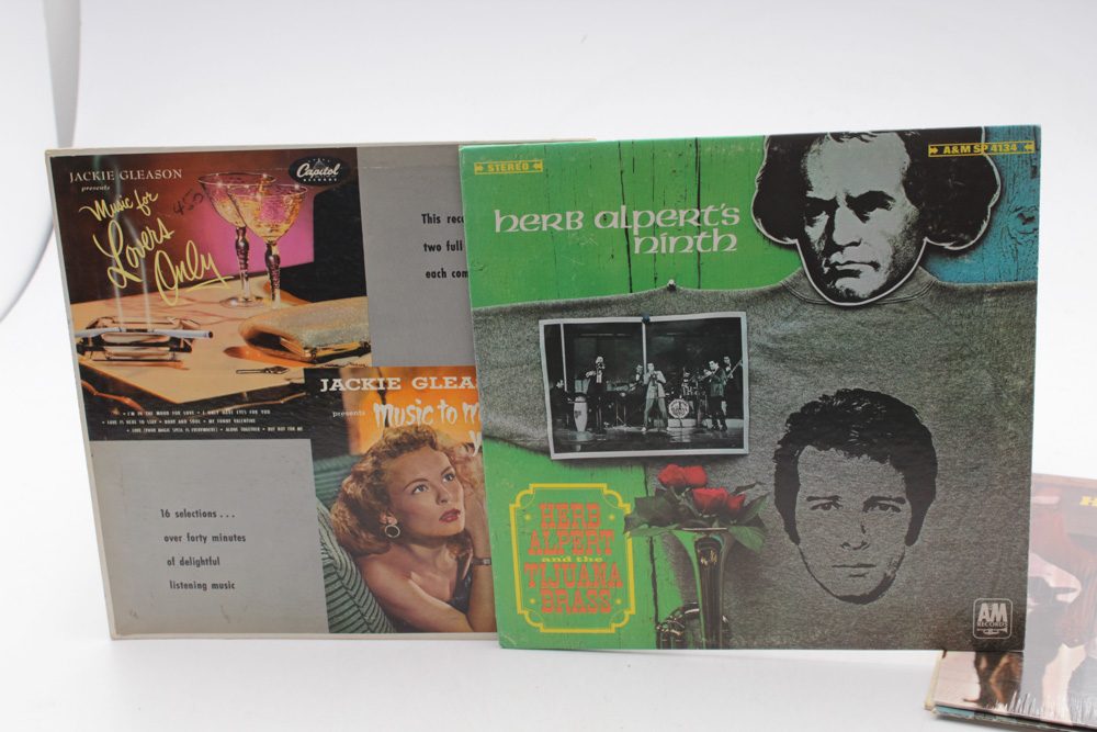 Assorted Vintage Records Featuring Nat King Cole and Louis Armstrong