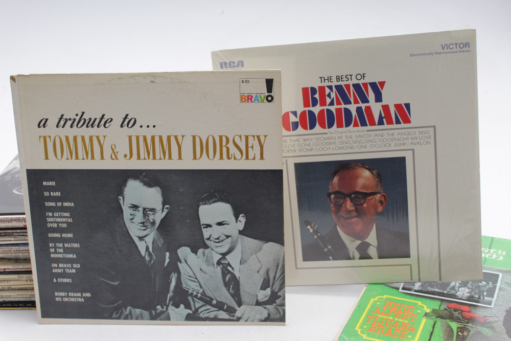 Assorted Vintage Records Featuring Nat King Cole and Louis Armstrong