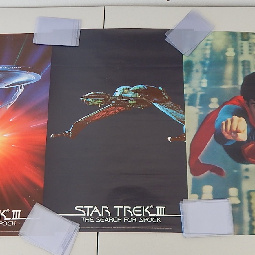 Four Vintage 1970s Movie Posters with "Star Trek III" and "Superman"