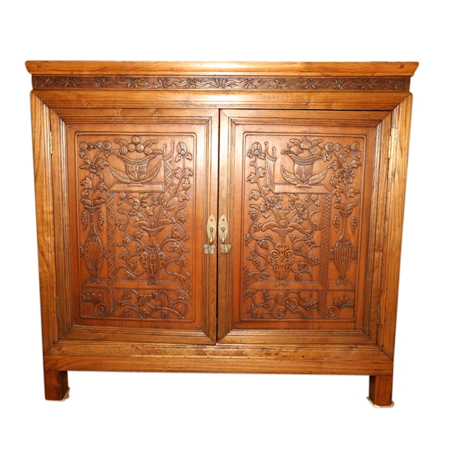 Chinese Carved Wood Cabinet, Early 20th Century