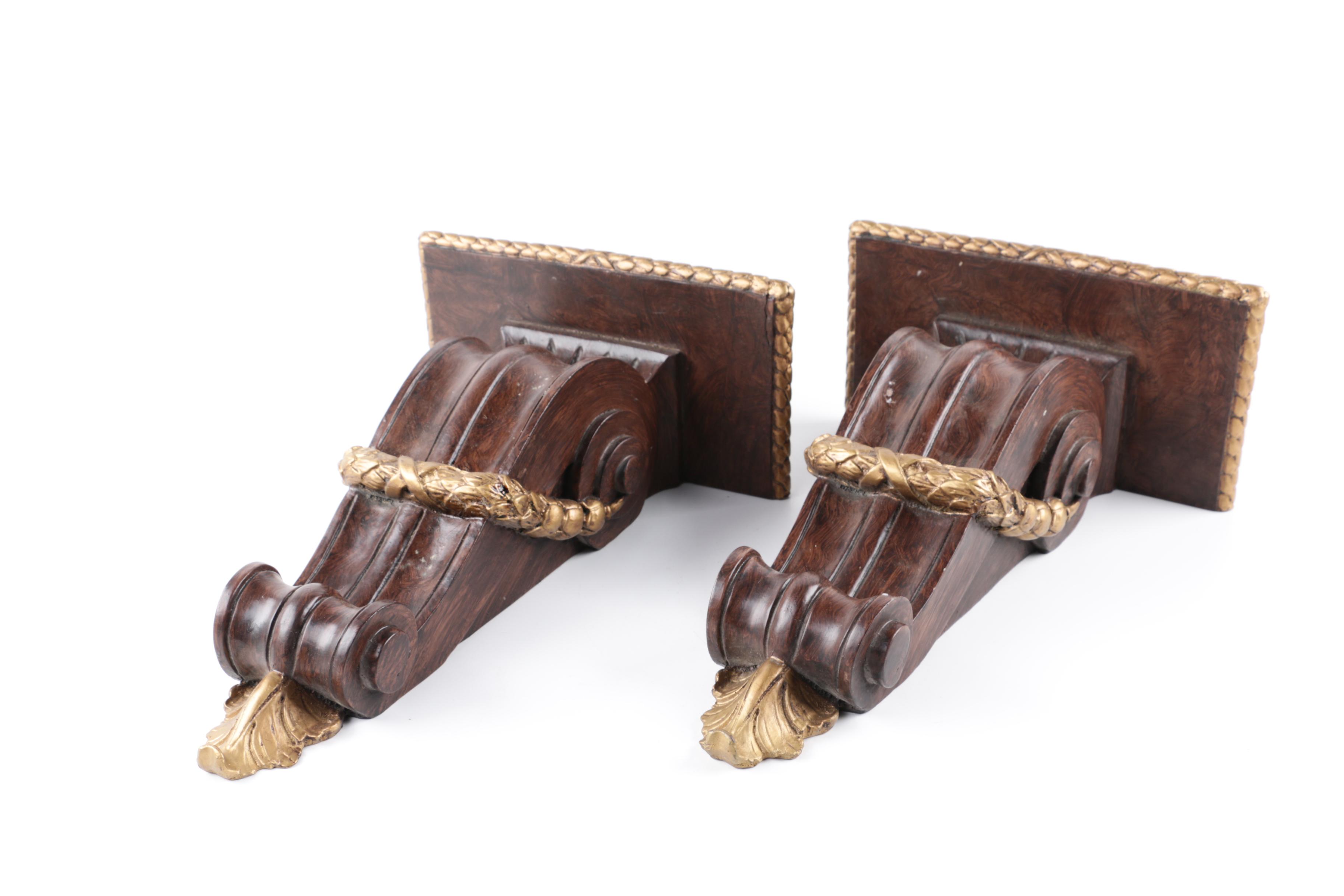 Murobello Faux Bois Neoclassical Style Accent Shelves