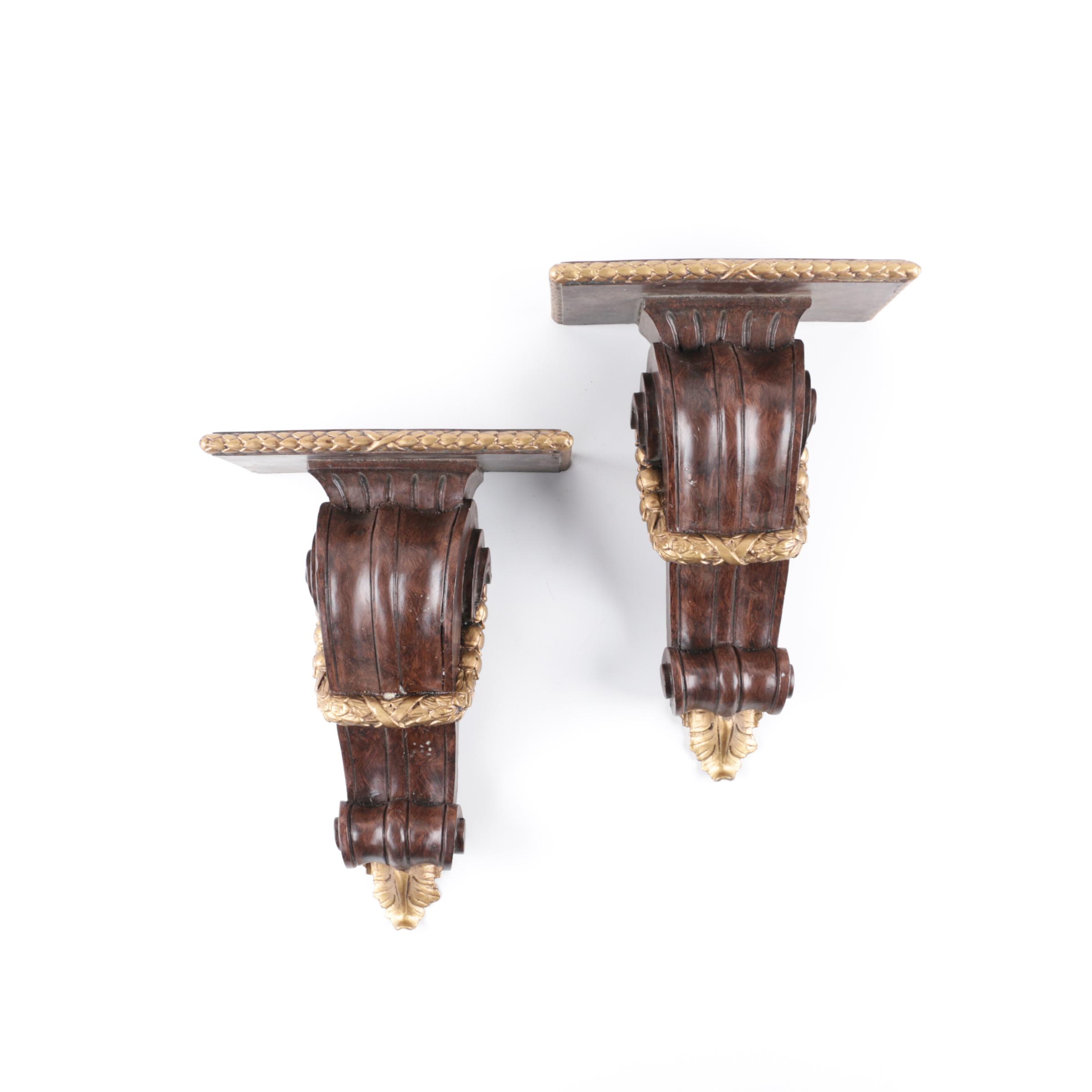 Murobello Faux Bois Neoclassical Style Accent Shelves