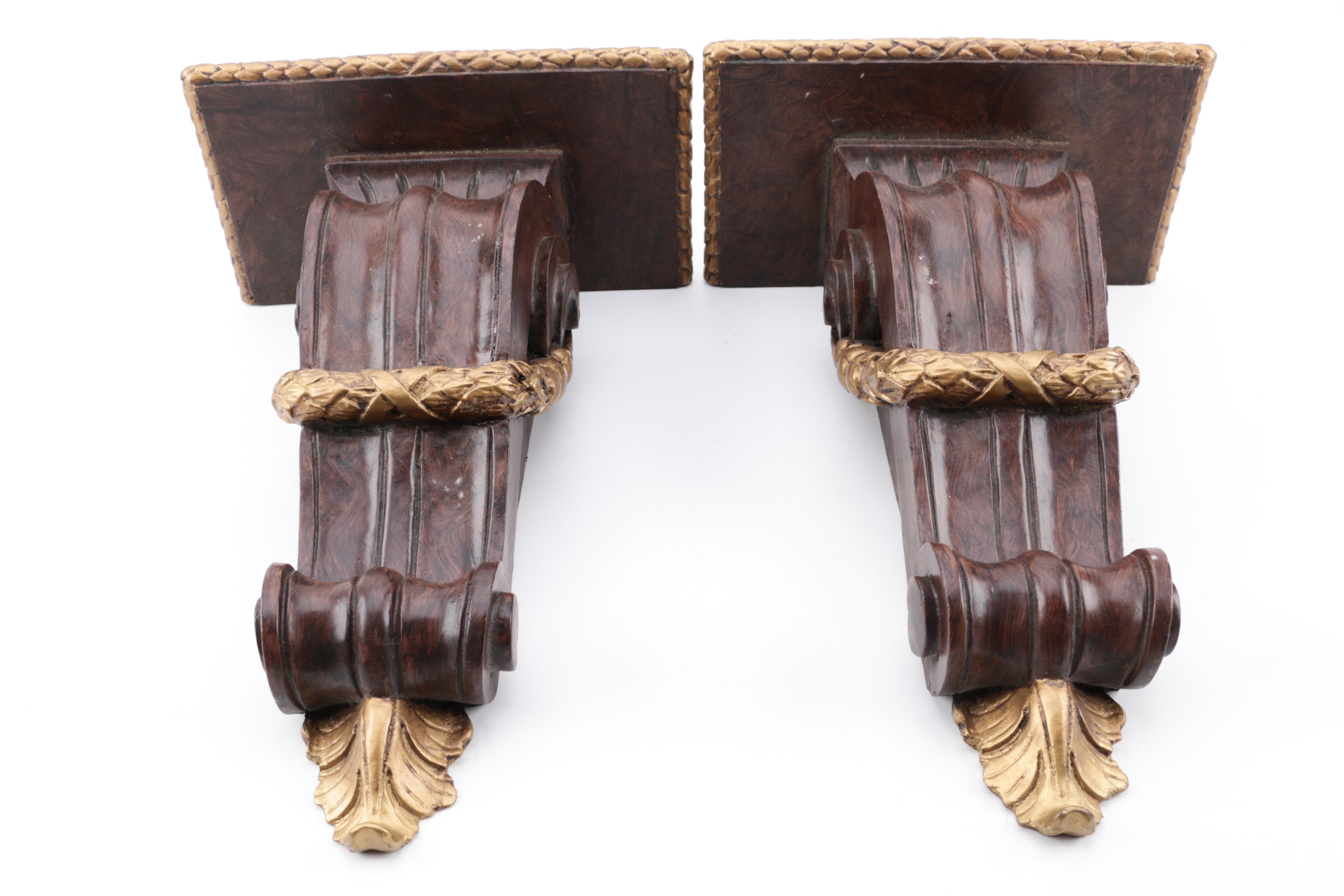 Murobello Faux Bois Neoclassical Style Accent Shelves