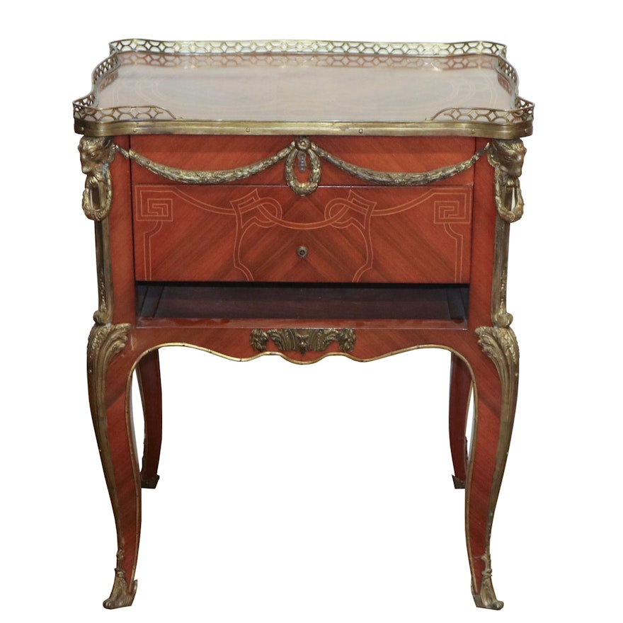 Louis XV Style Walnut Side Table with Ormolu Mounts, Early 20th Century
