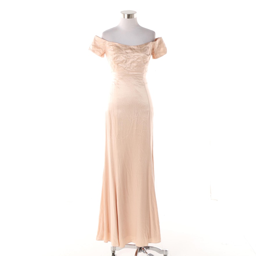 Vintage Vivian Dessy Diamond for Dessy Creations Off-the-Shoulder Gown