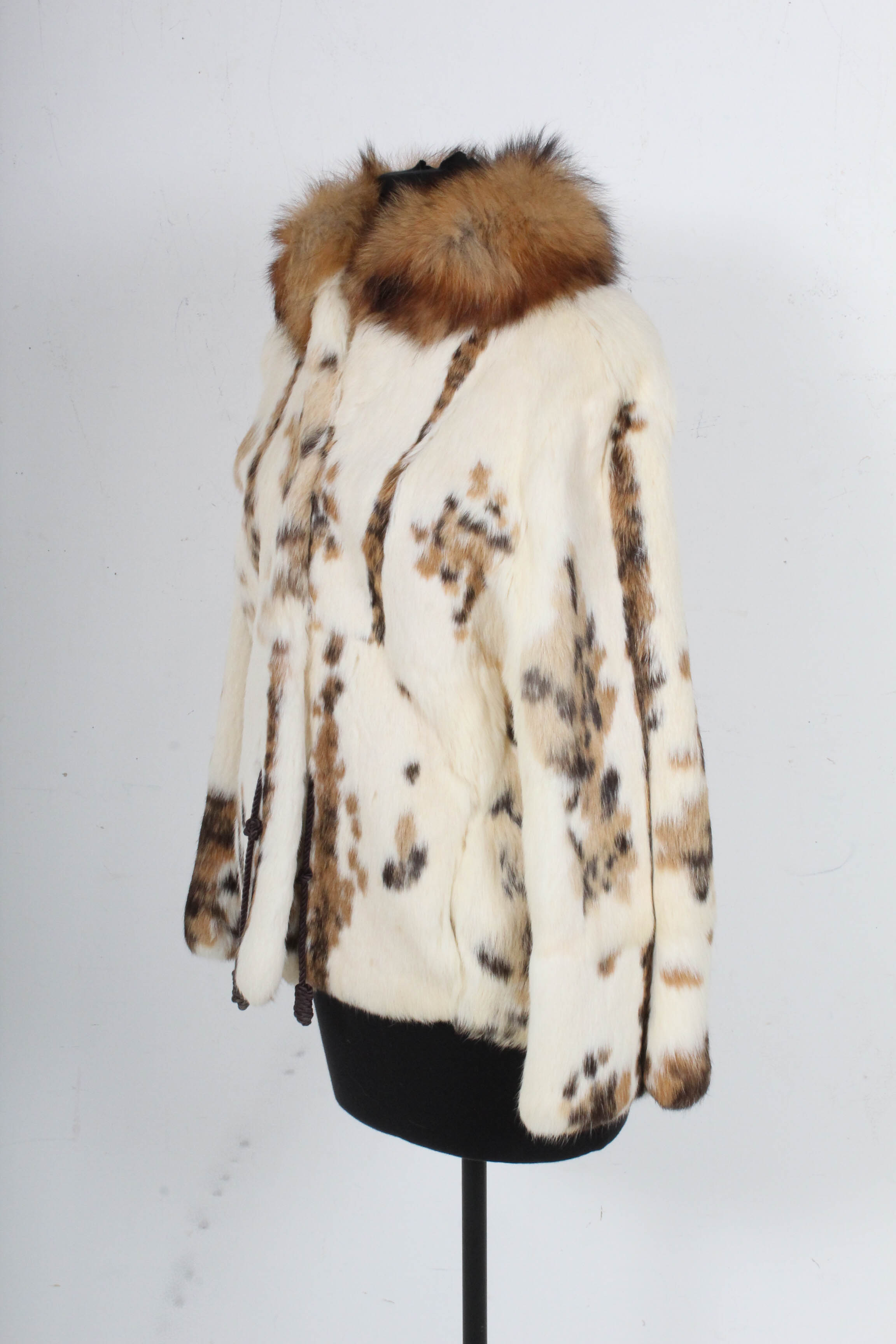 Tri-Color Rabbit Fur Jacket with Fox Fur Collar from Pappa's Furs