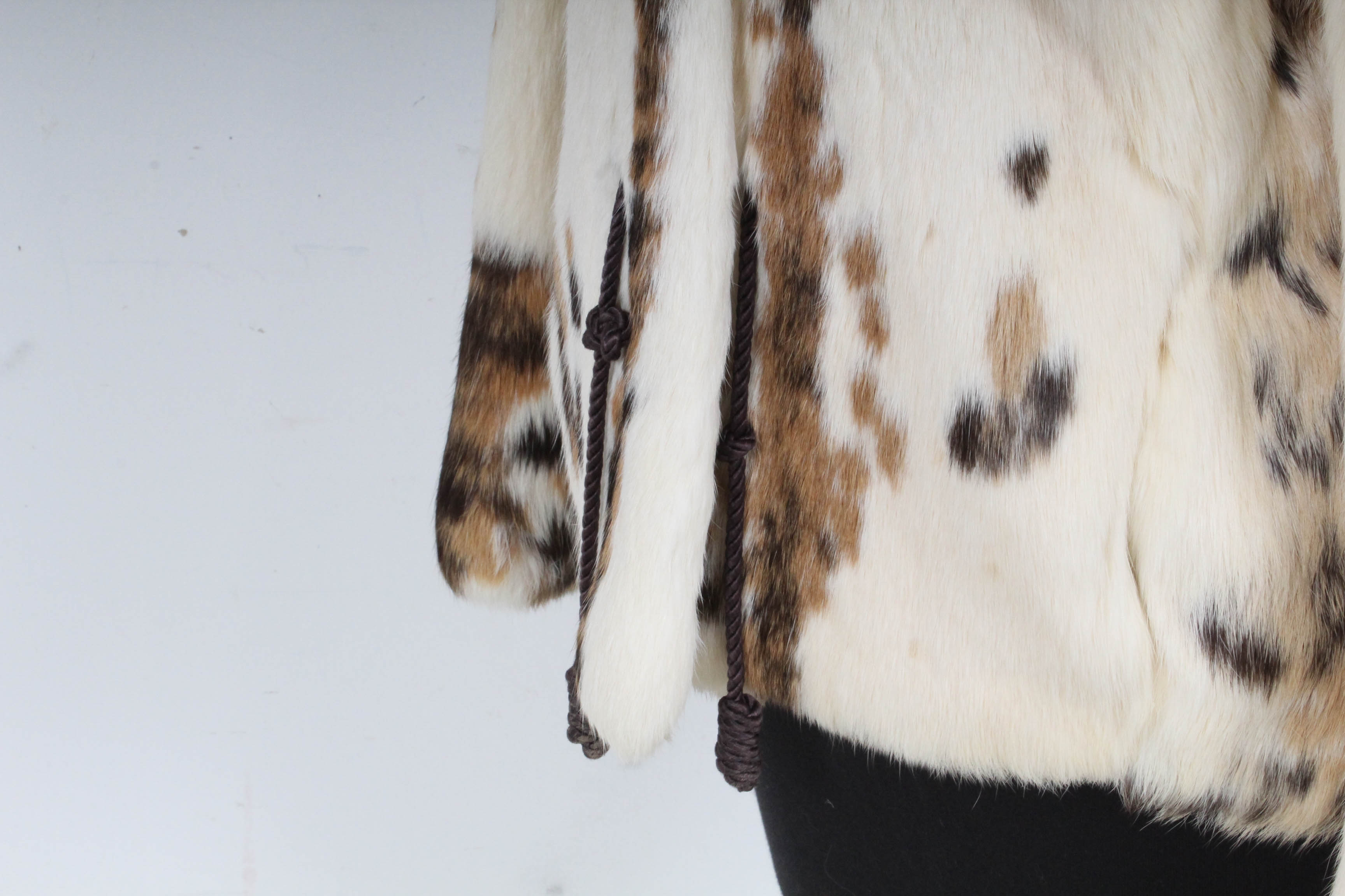 Tri-Color Rabbit Fur Jacket with Fox Fur Collar from Pappa's Furs