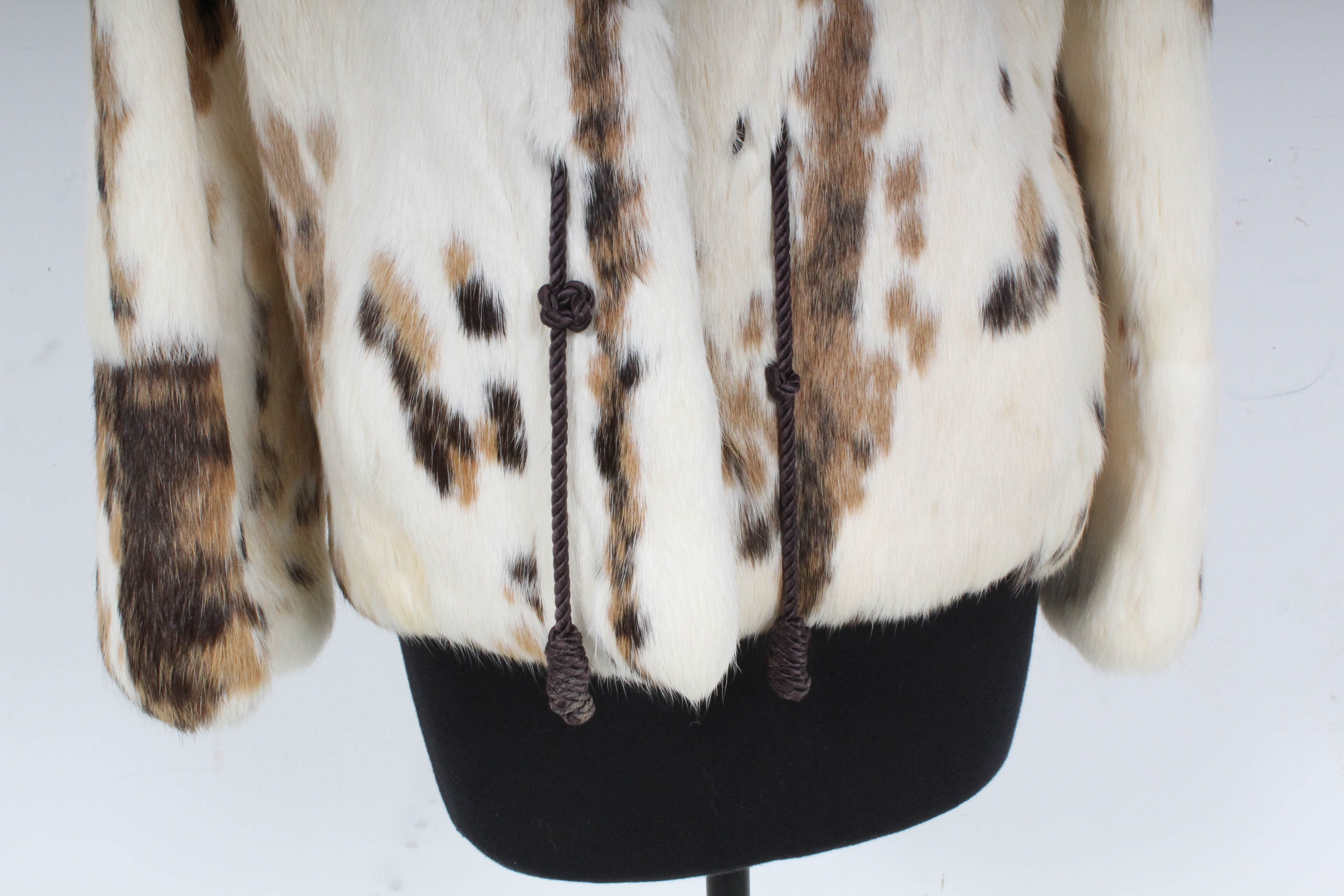 Tri-Color Rabbit Fur Jacket with Fox Fur Collar from Pappa's Furs