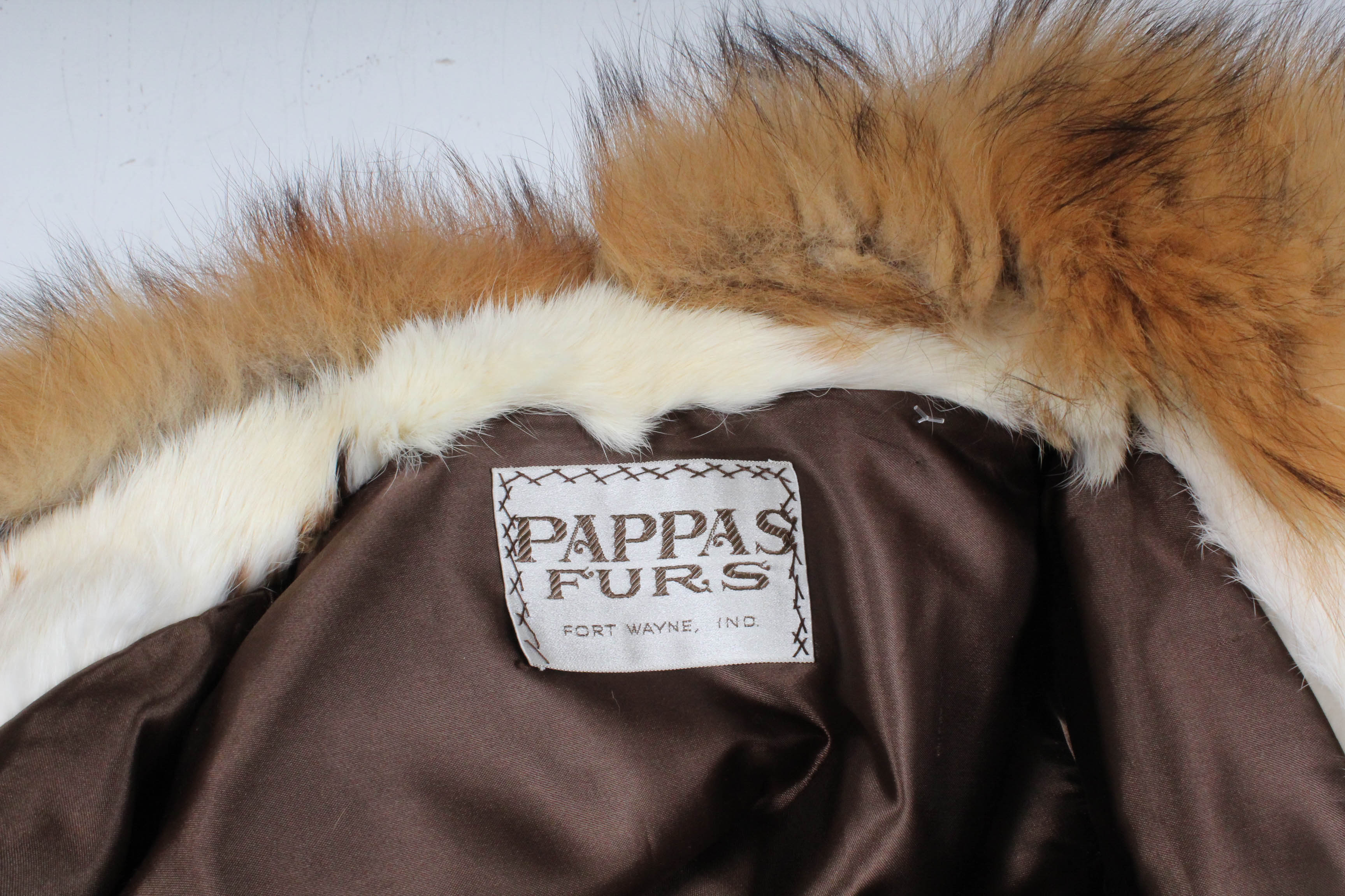 Tri-Color Rabbit Fur Jacket with Fox Fur Collar from Pappa's Furs