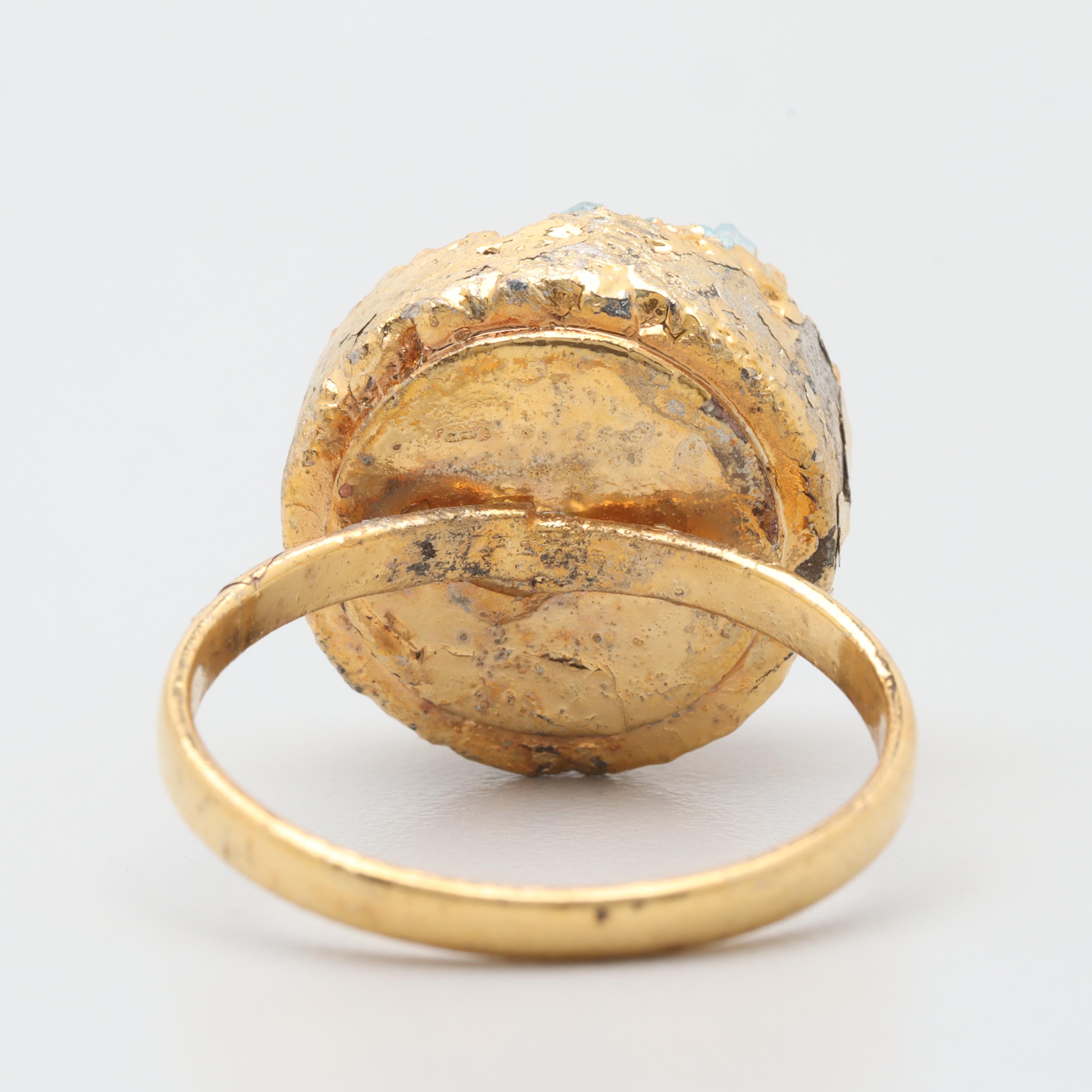 Gold Tone Costume Jewelry with Blue Quartz and Glass Gemstones