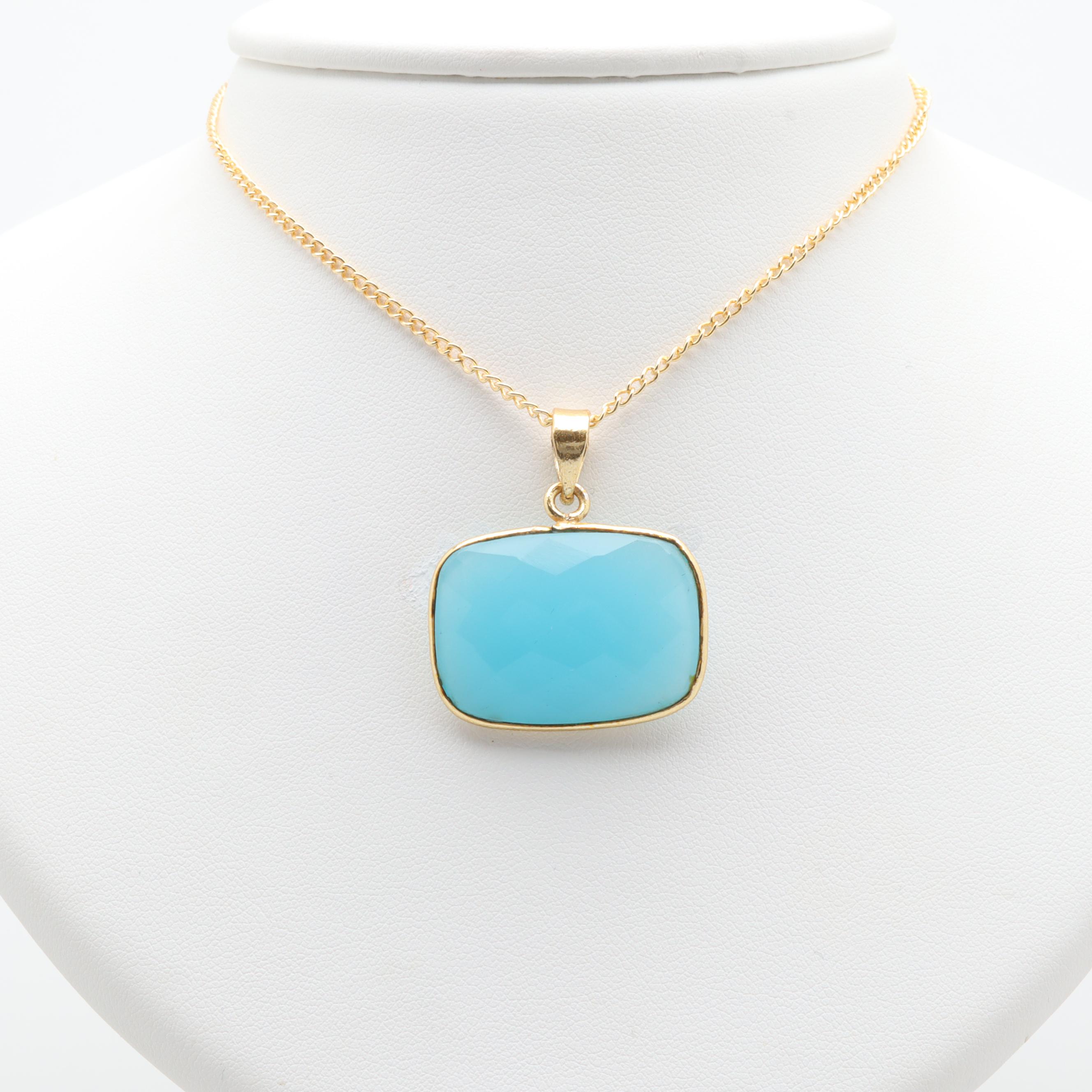 Gold Tone Costume Jewelry with Blue Quartz and Glass Gemstones