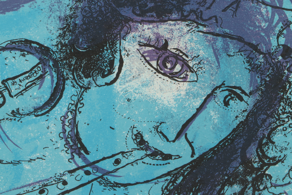Marc Chagall 1957 Limited Edition Lithograph "The Flute Player"