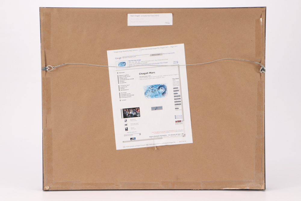 Marc Chagall 1957 Limited Edition Lithograph "The Flute Player"