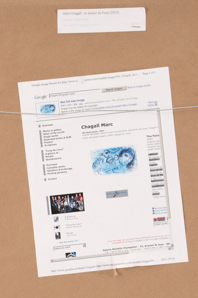 Marc Chagall 1957 Limited Edition Lithograph "The Flute Player"