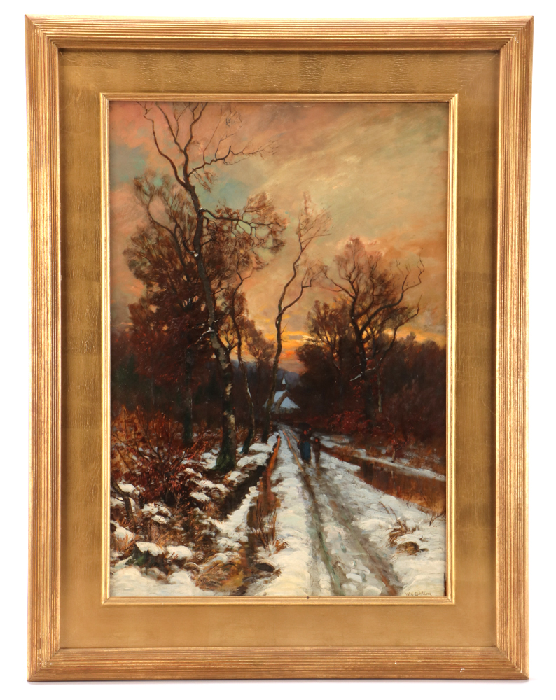 Willem Hendrik Eickelberg Oil Landscape on Wood Panel