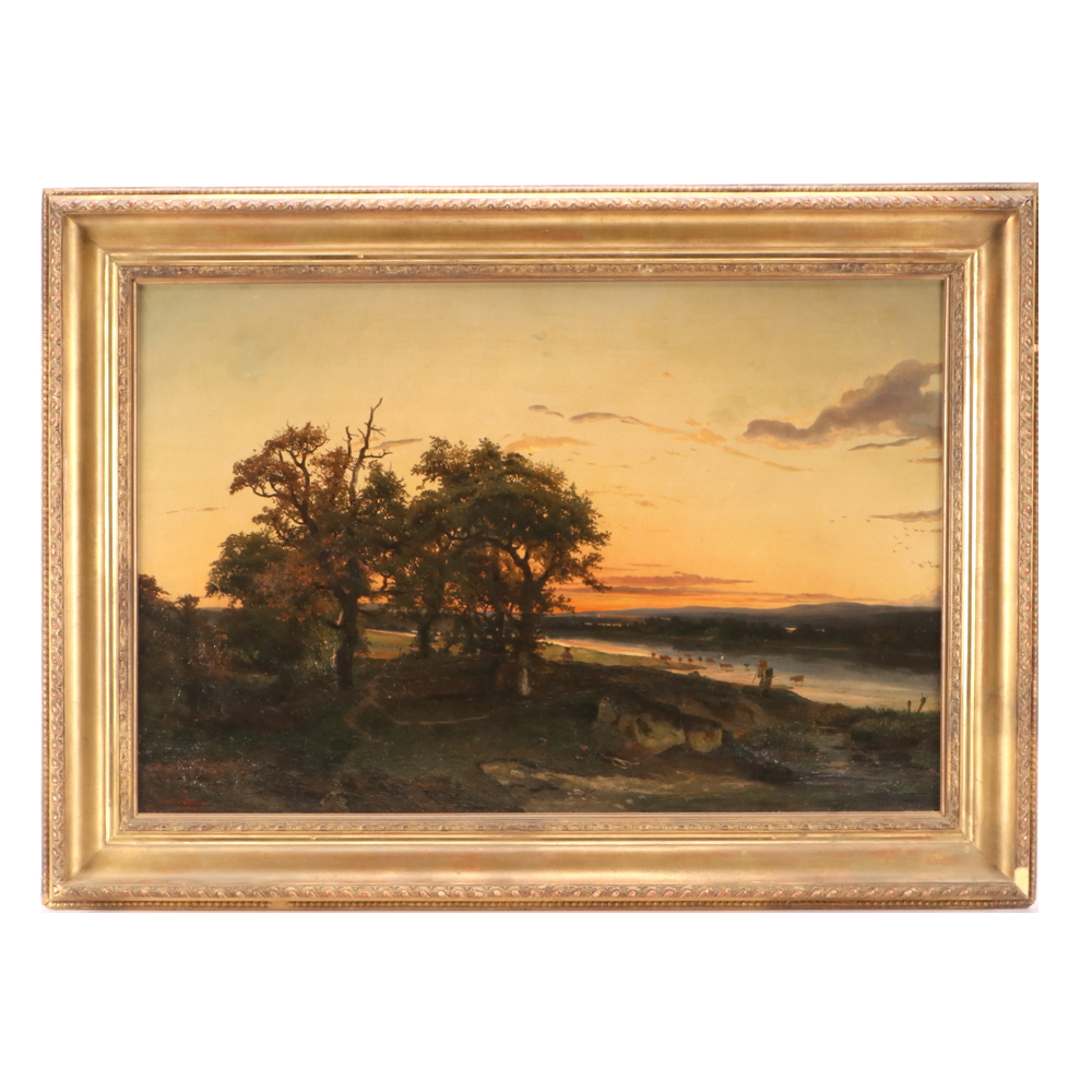 Louis Leroy 1855 Oil Landscape Painting on Canvas