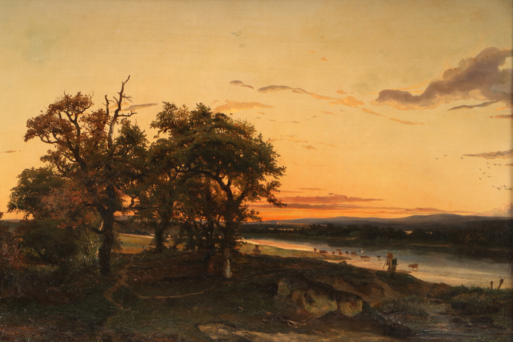 Louis Leroy 1855 Oil Landscape Painting on Canvas