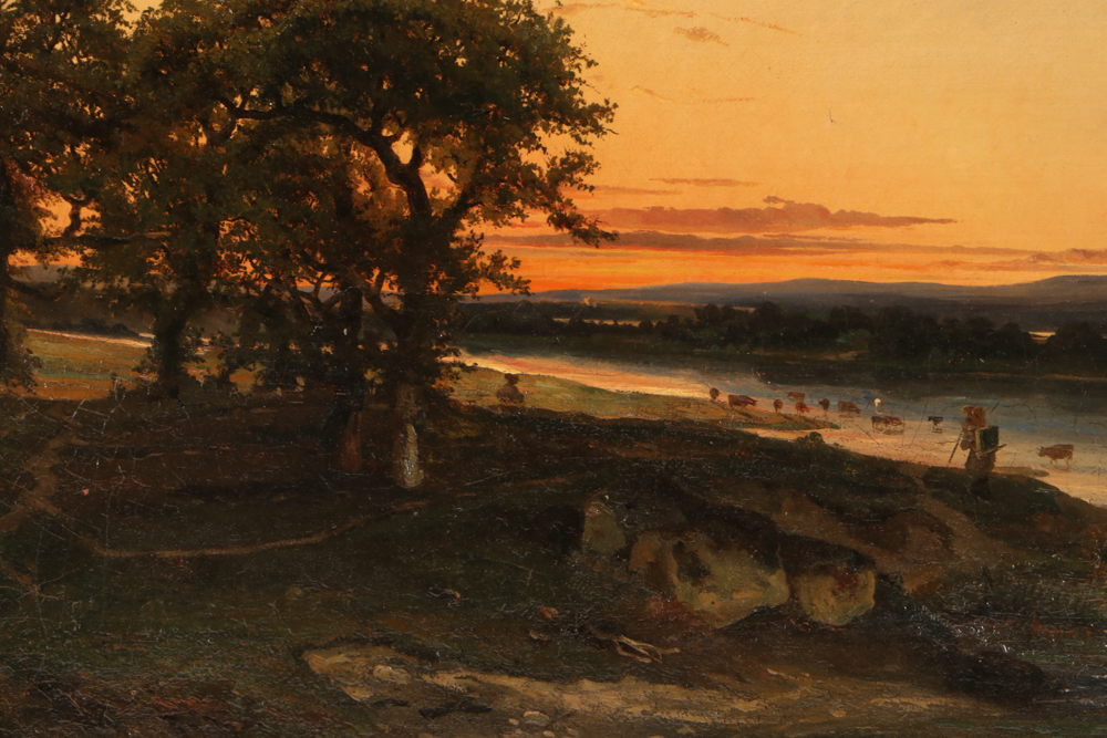 Louis Leroy 1855 Oil Landscape Painting on Canvas