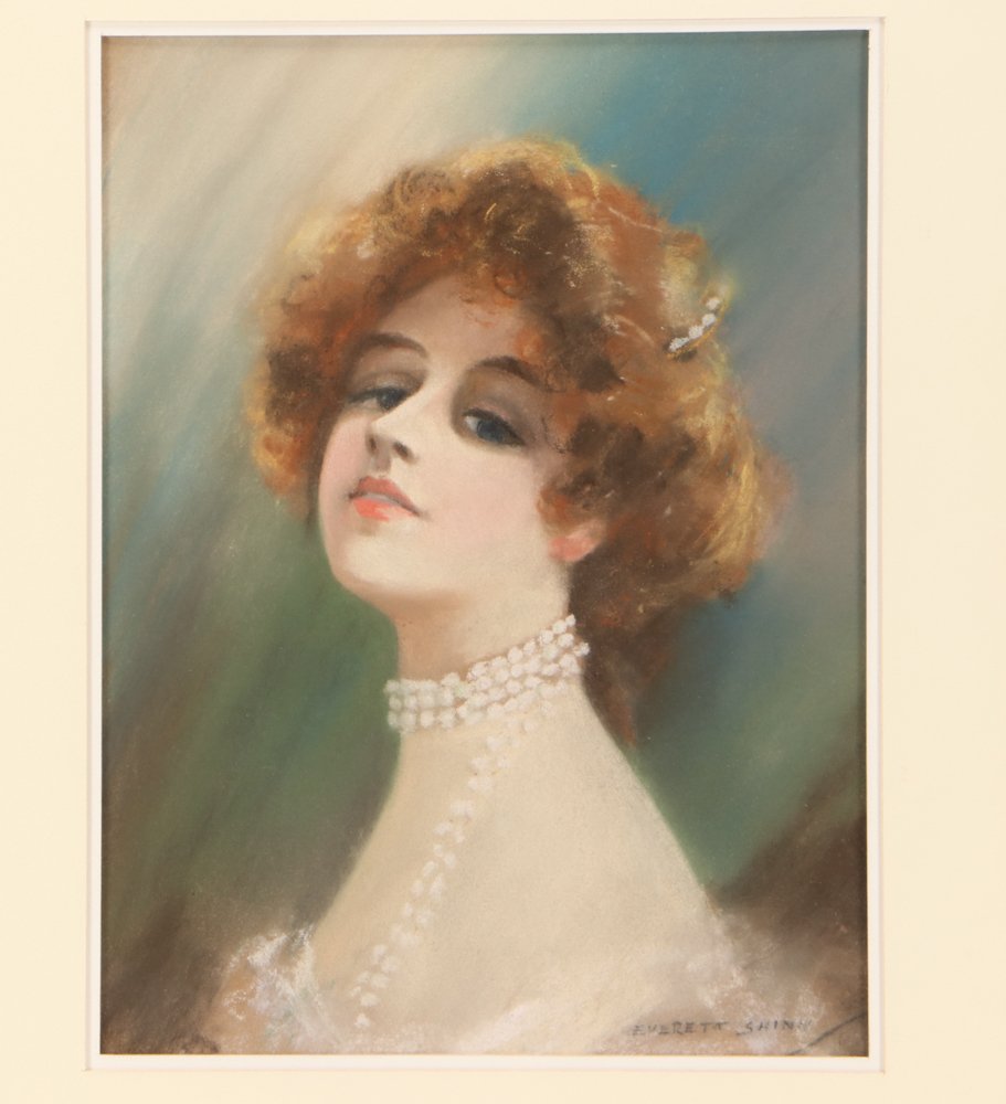 Everett Shinn Early 20th Century Pastel Portrait on Paper