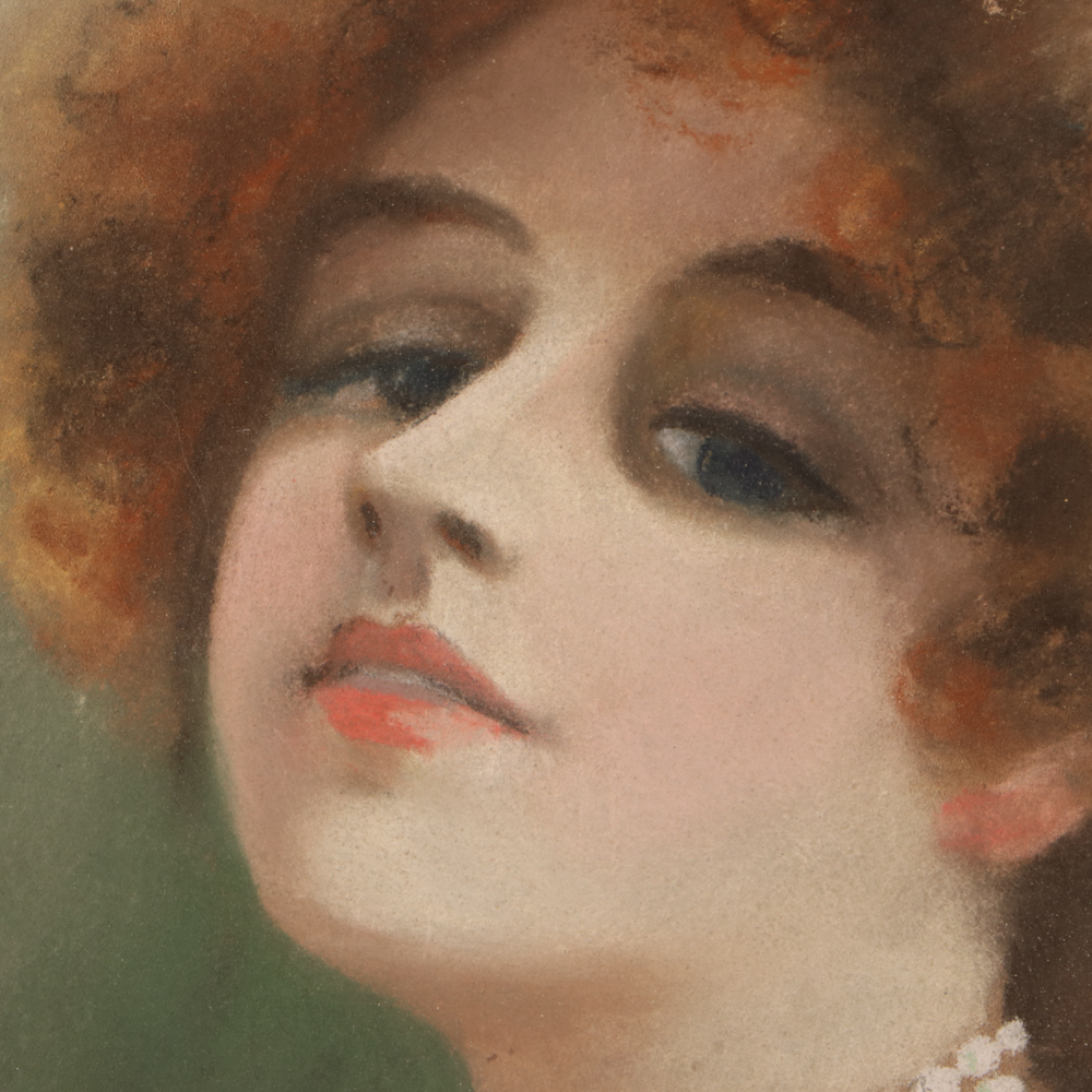 Everett Shinn Early 20th Century Pastel Portrait on Paper