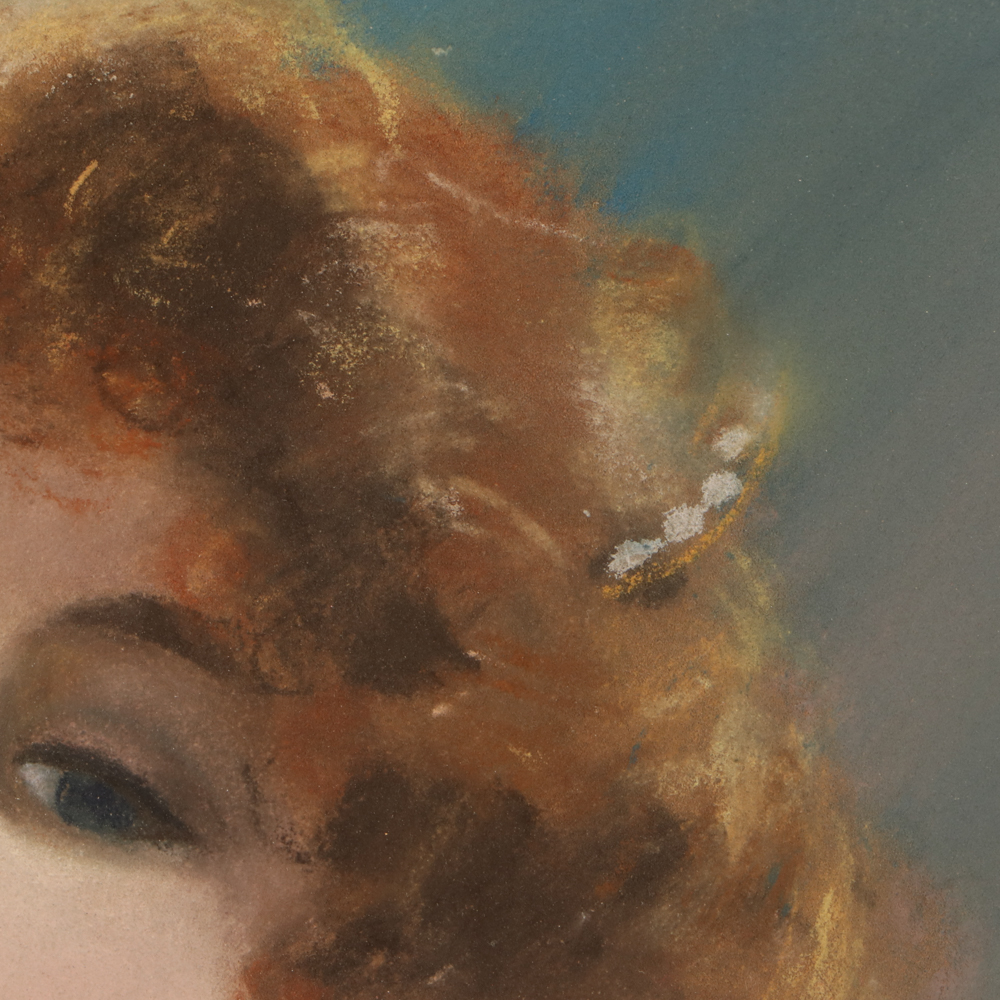 Everett Shinn Early 20th Century Pastel Portrait on Paper