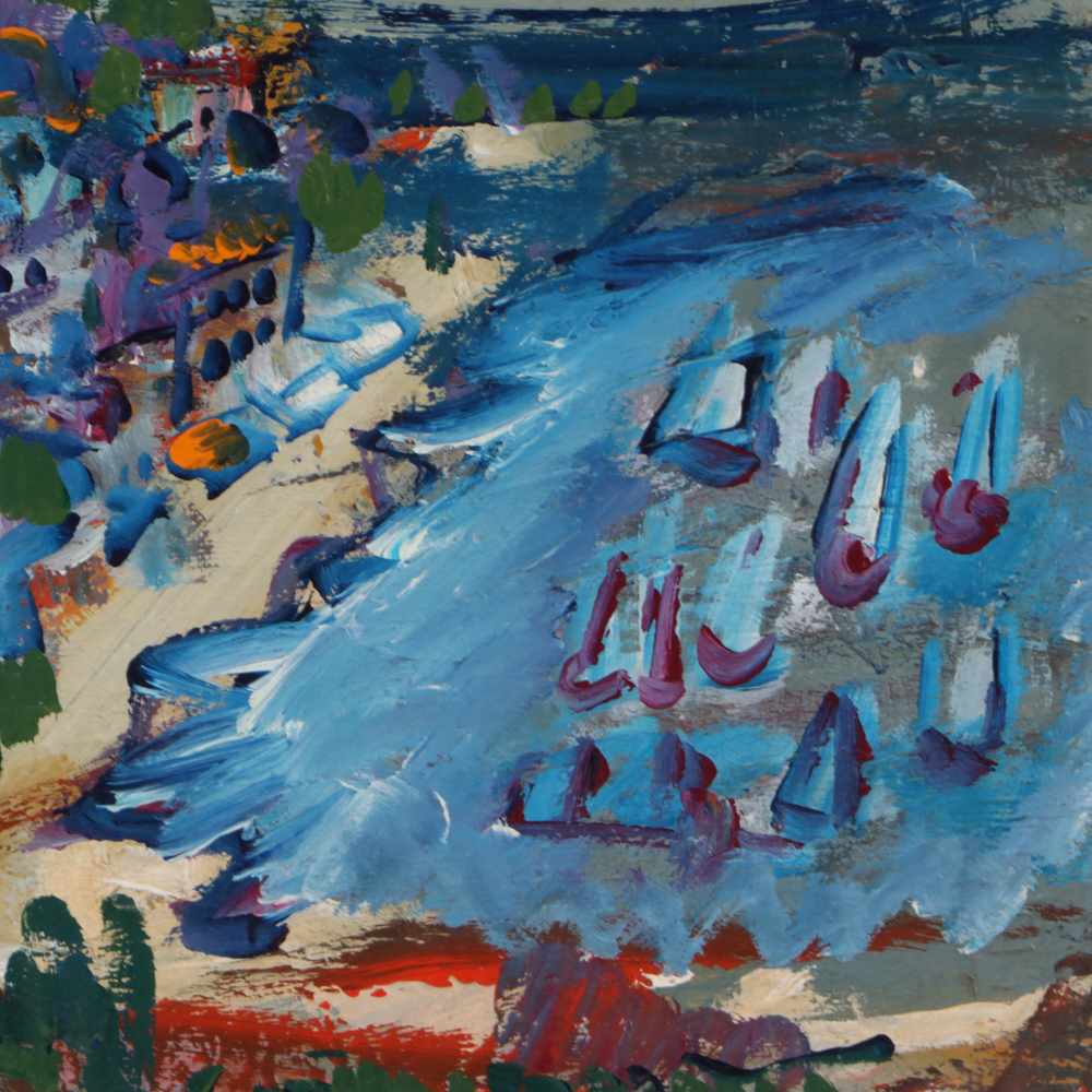 Paul Chidlaw Abstract Expressionist Coastal Town Landscape Oil Painting