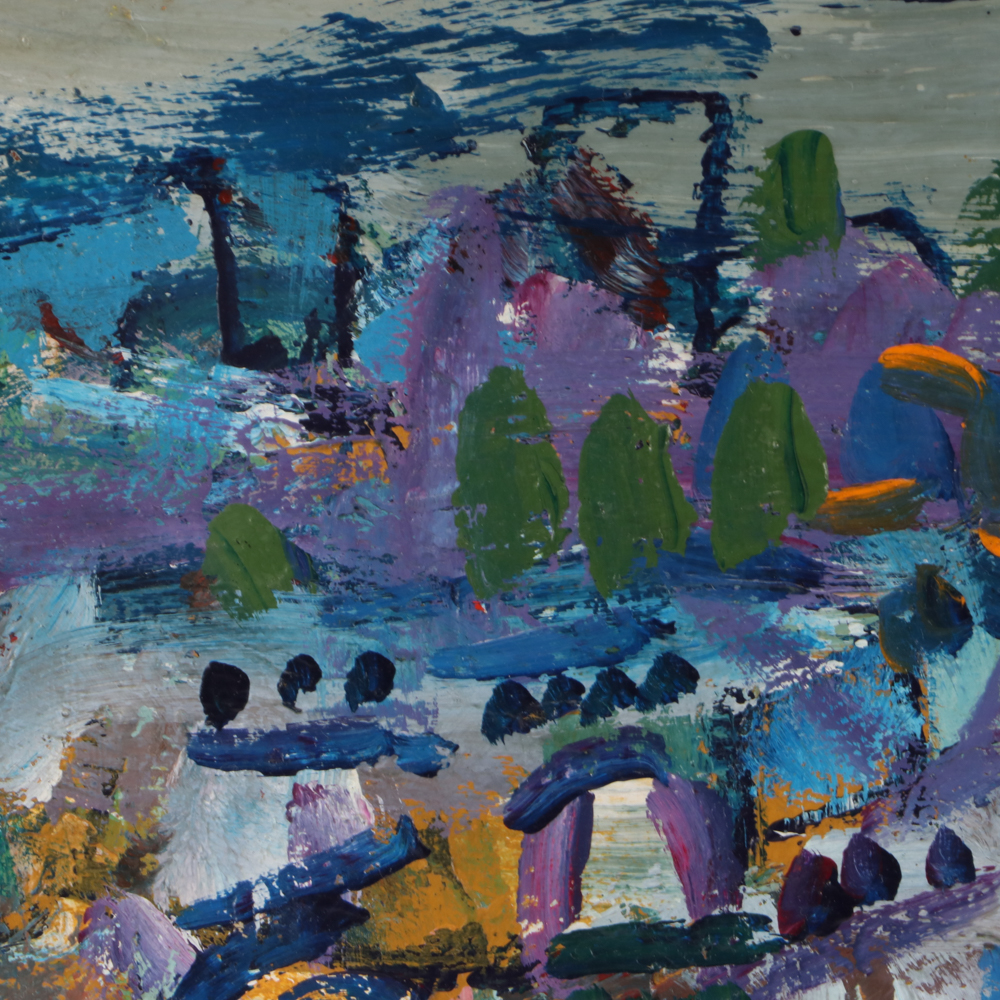 Paul Chidlaw Abstract Expressionist Coastal Town Landscape Oil Painting