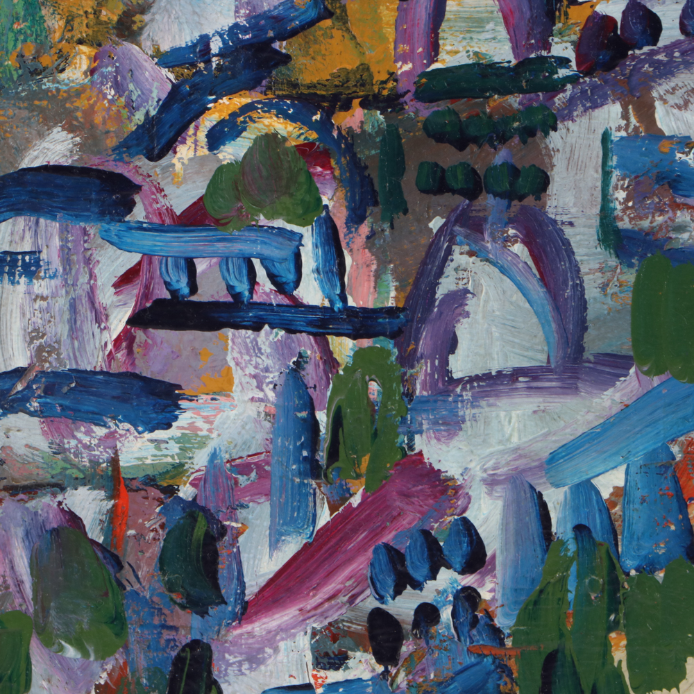 Paul Chidlaw Abstract Expressionist Coastal Town Landscape Oil Painting