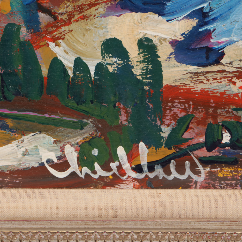 Paul Chidlaw Abstract Expressionist Coastal Town Landscape Oil Painting