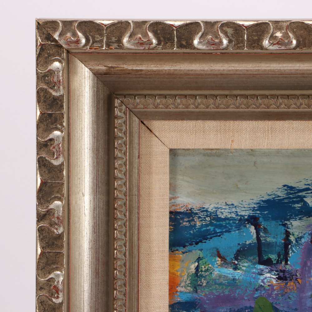 Paul Chidlaw Abstract Expressionist Coastal Town Landscape Oil Painting