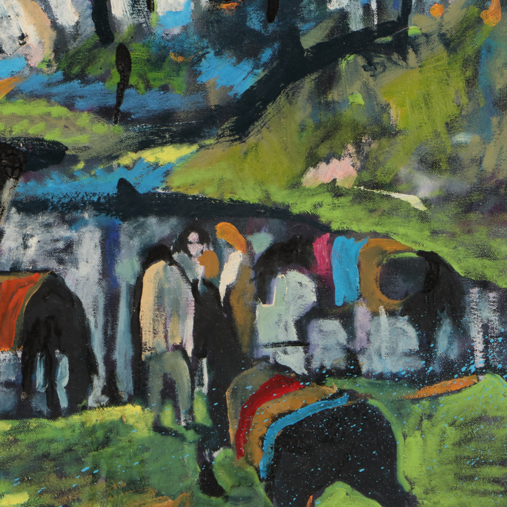 Earl Biss Oil on Canvas "Resting Place of the Black Water Clan"