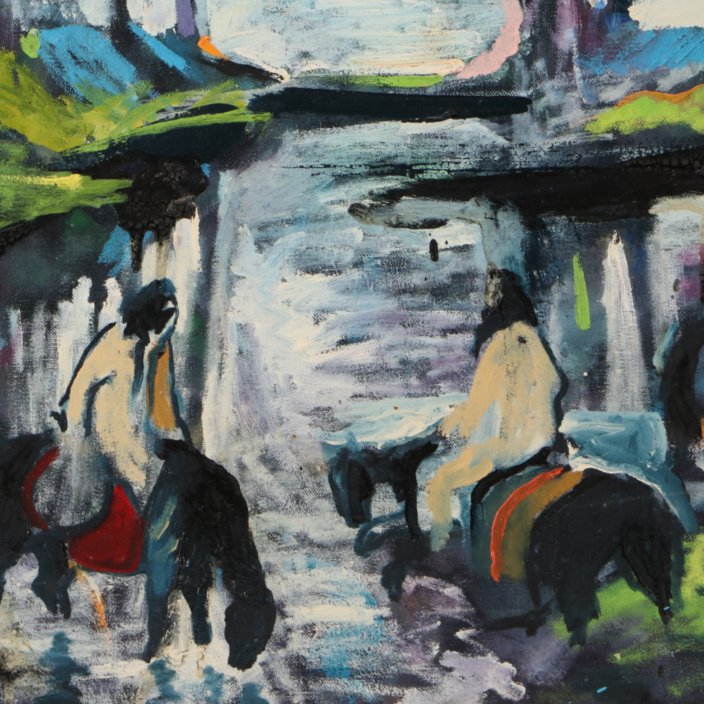 Earl Biss Oil on Canvas "Resting Place of the Black Water Clan"