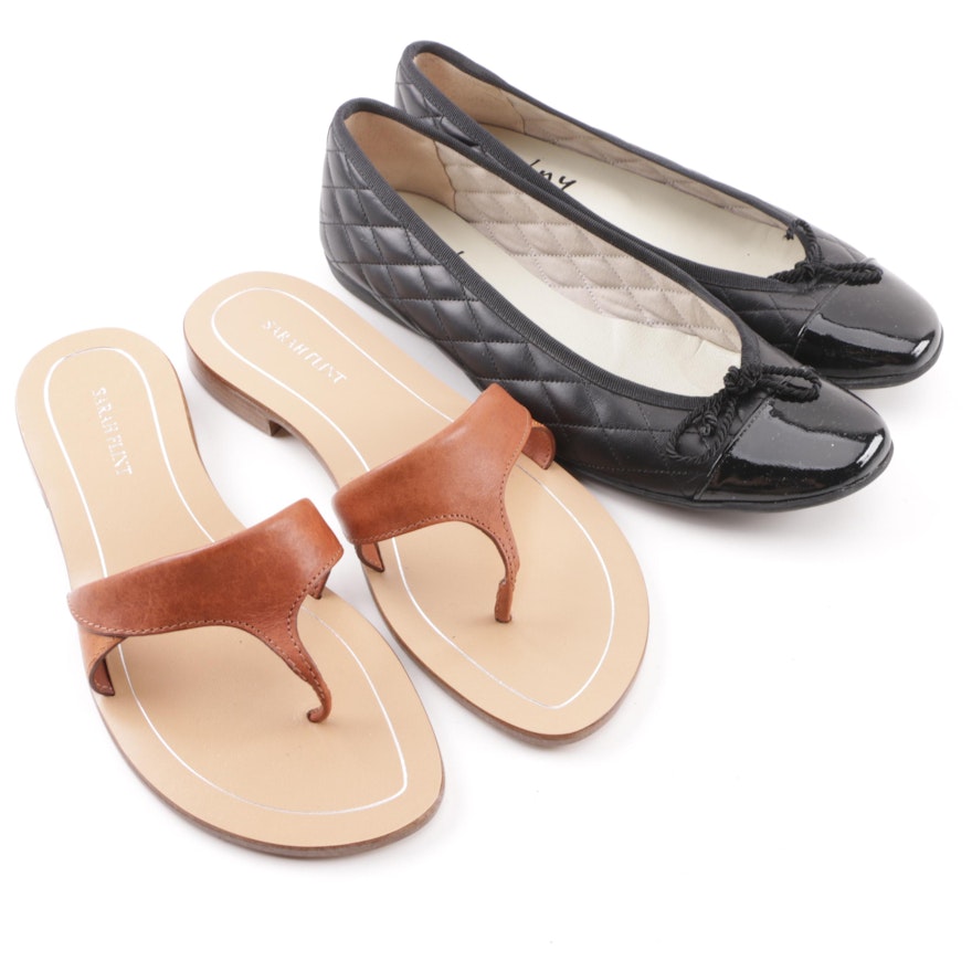 Sarah Flint Leather Sandals and French Sole Quilted Flats
