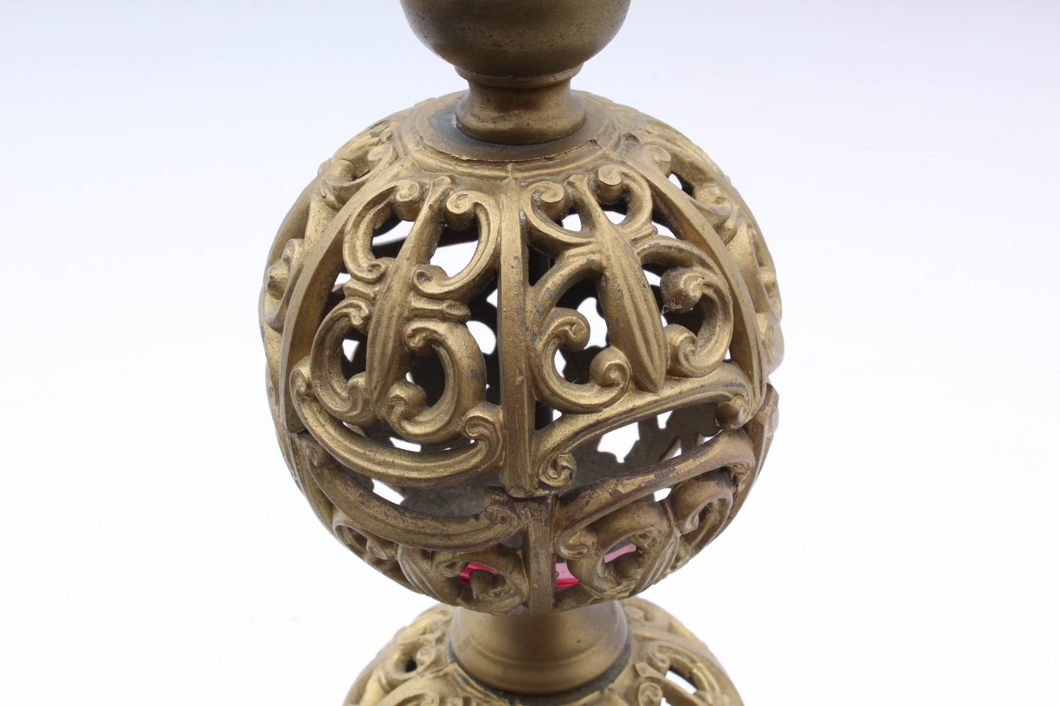 Mid Century Brass and Composite Reticulated Lamps