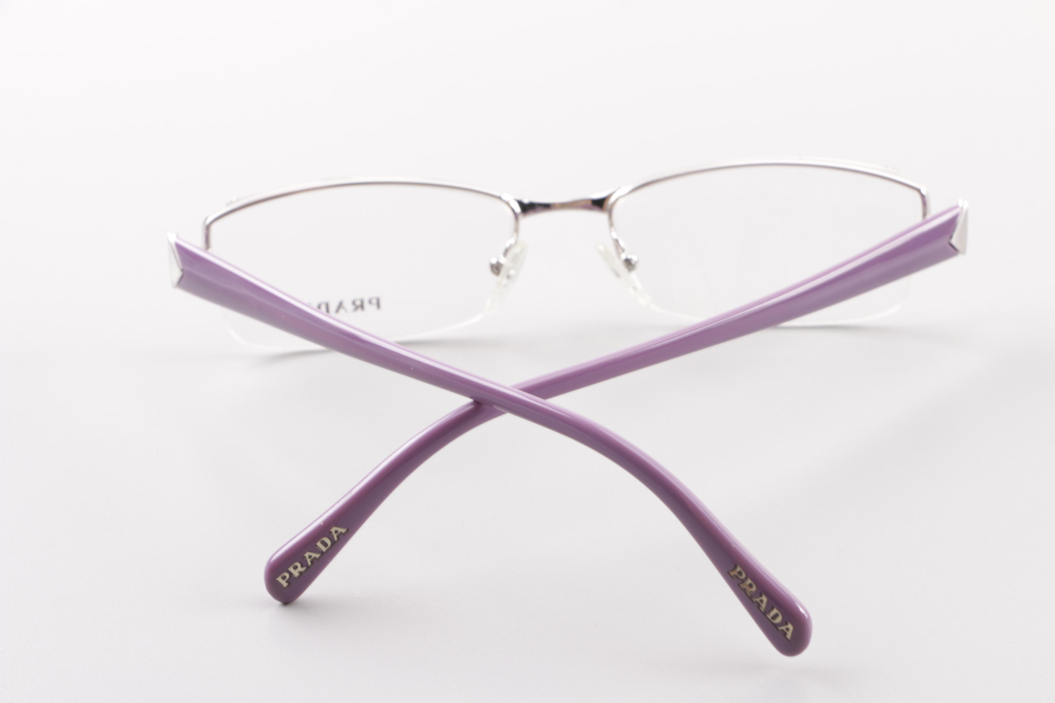 Prada Semi-Rimless Purple Eyeglasses