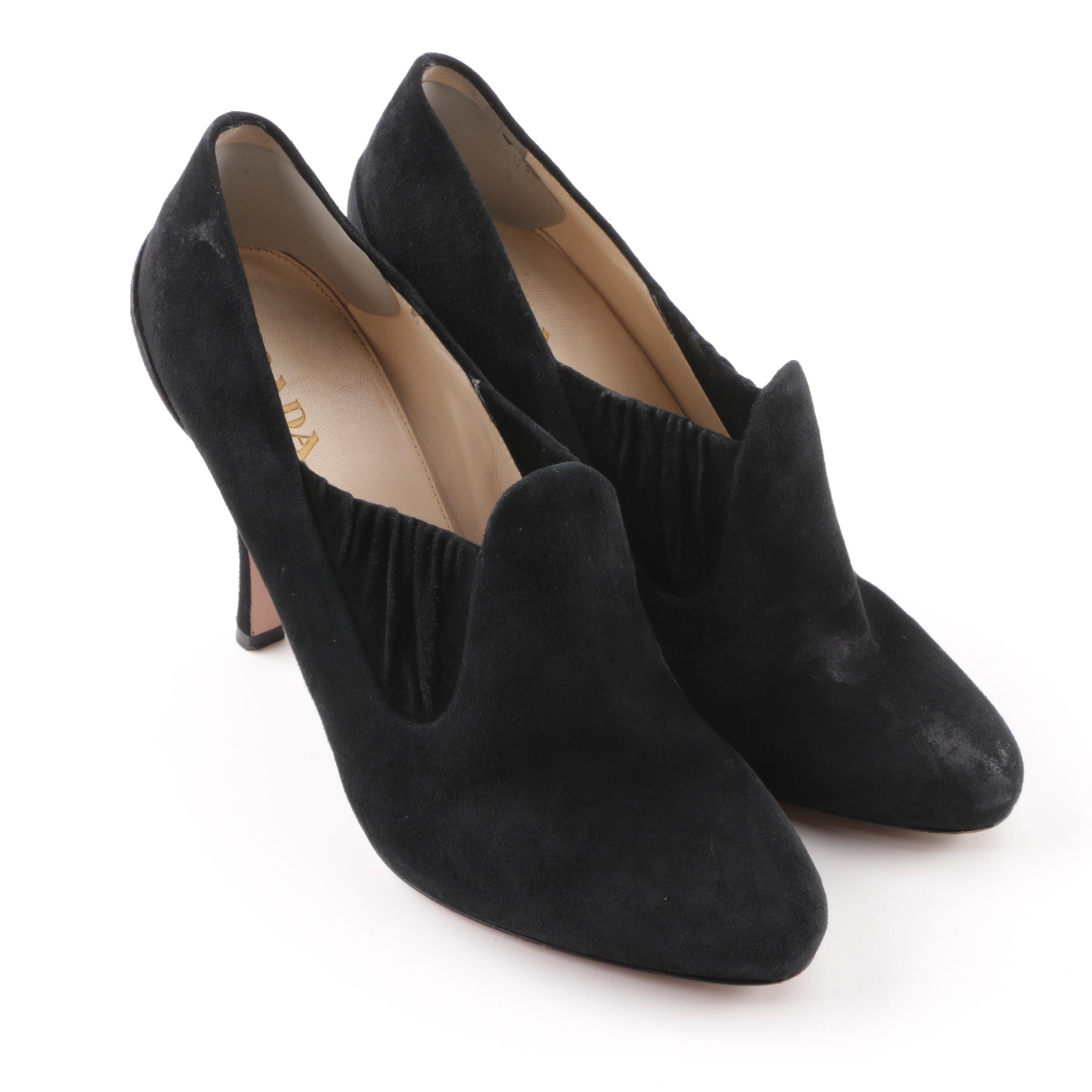 Prada Black Suede High Heels