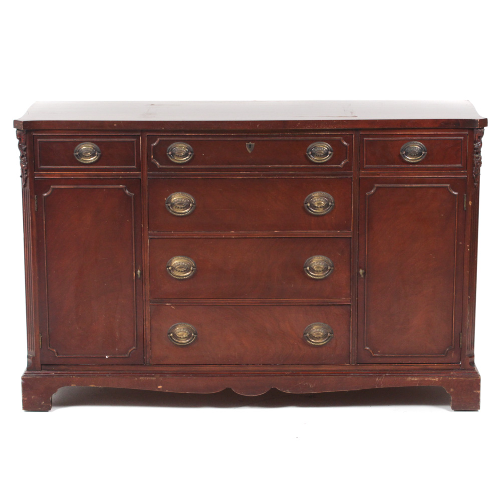 Vintage Hepplewhite Style Mahogany Veneer Credenza