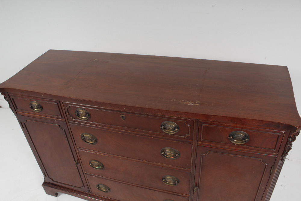 Vintage Hepplewhite Style Mahogany Veneer Credenza
