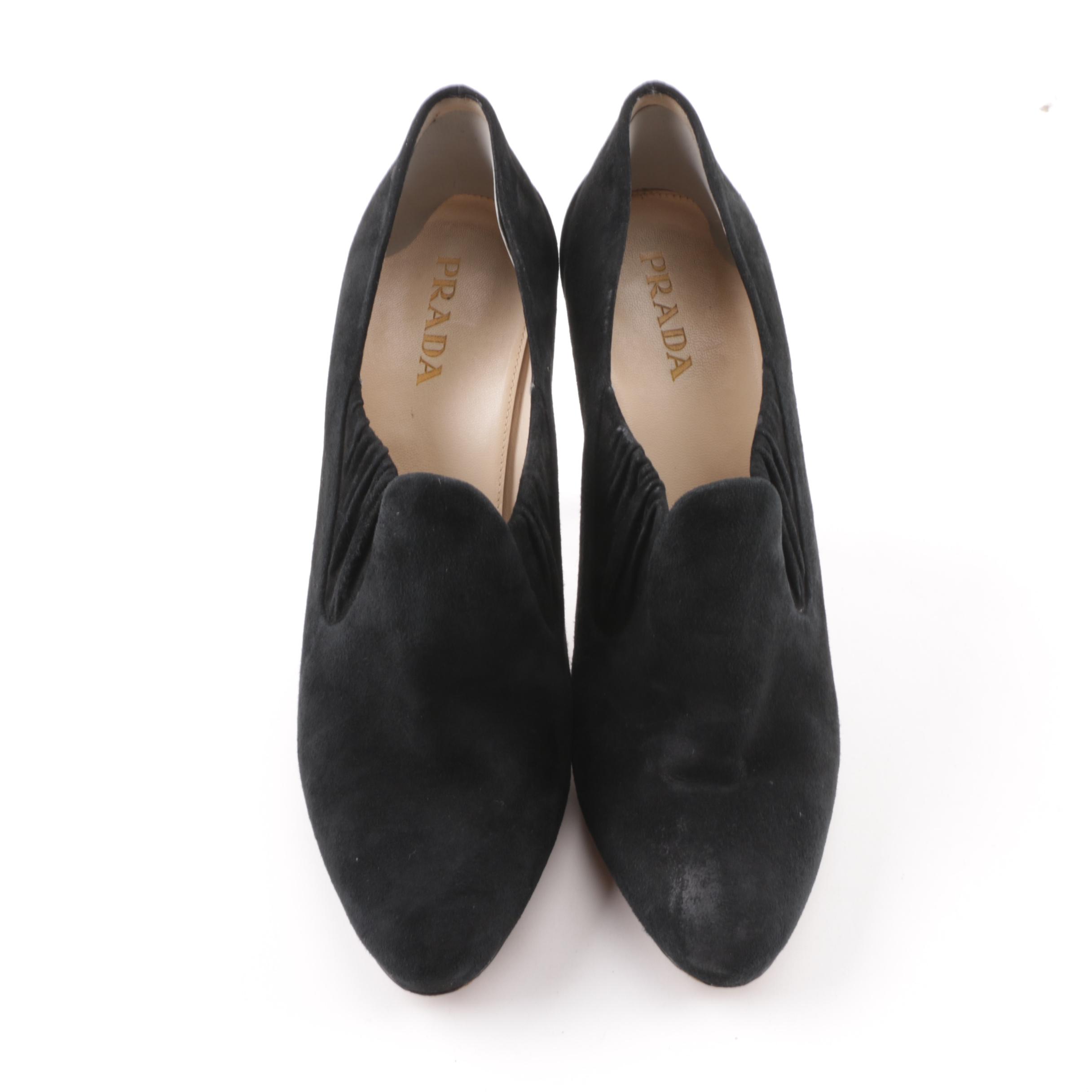 Prada Black Suede High Heels
