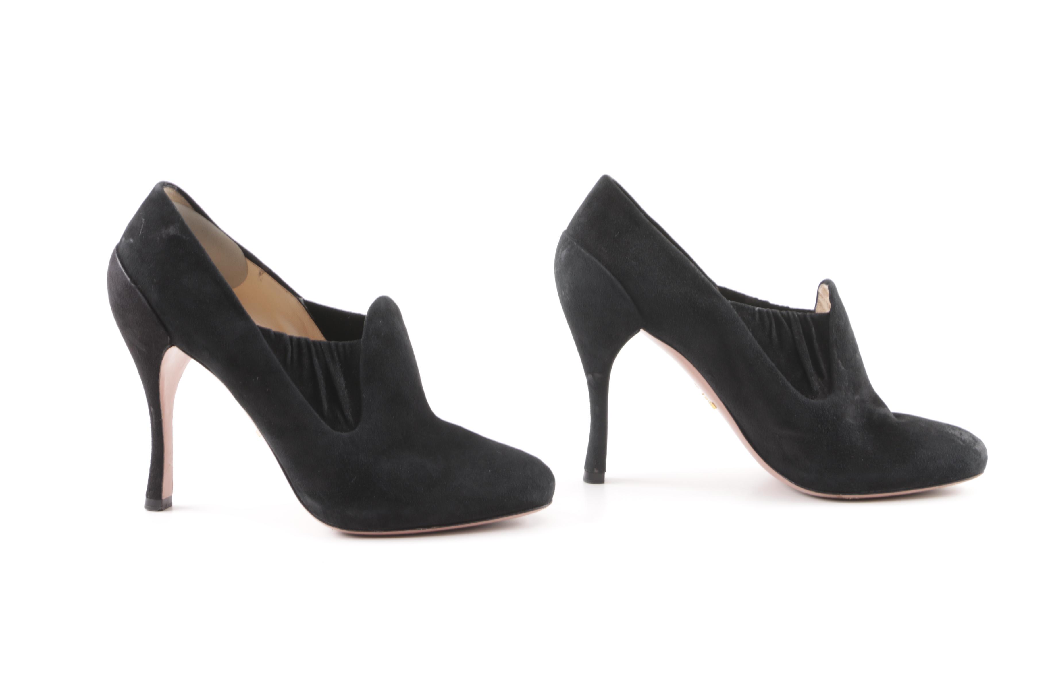 Prada Black Suede High Heels