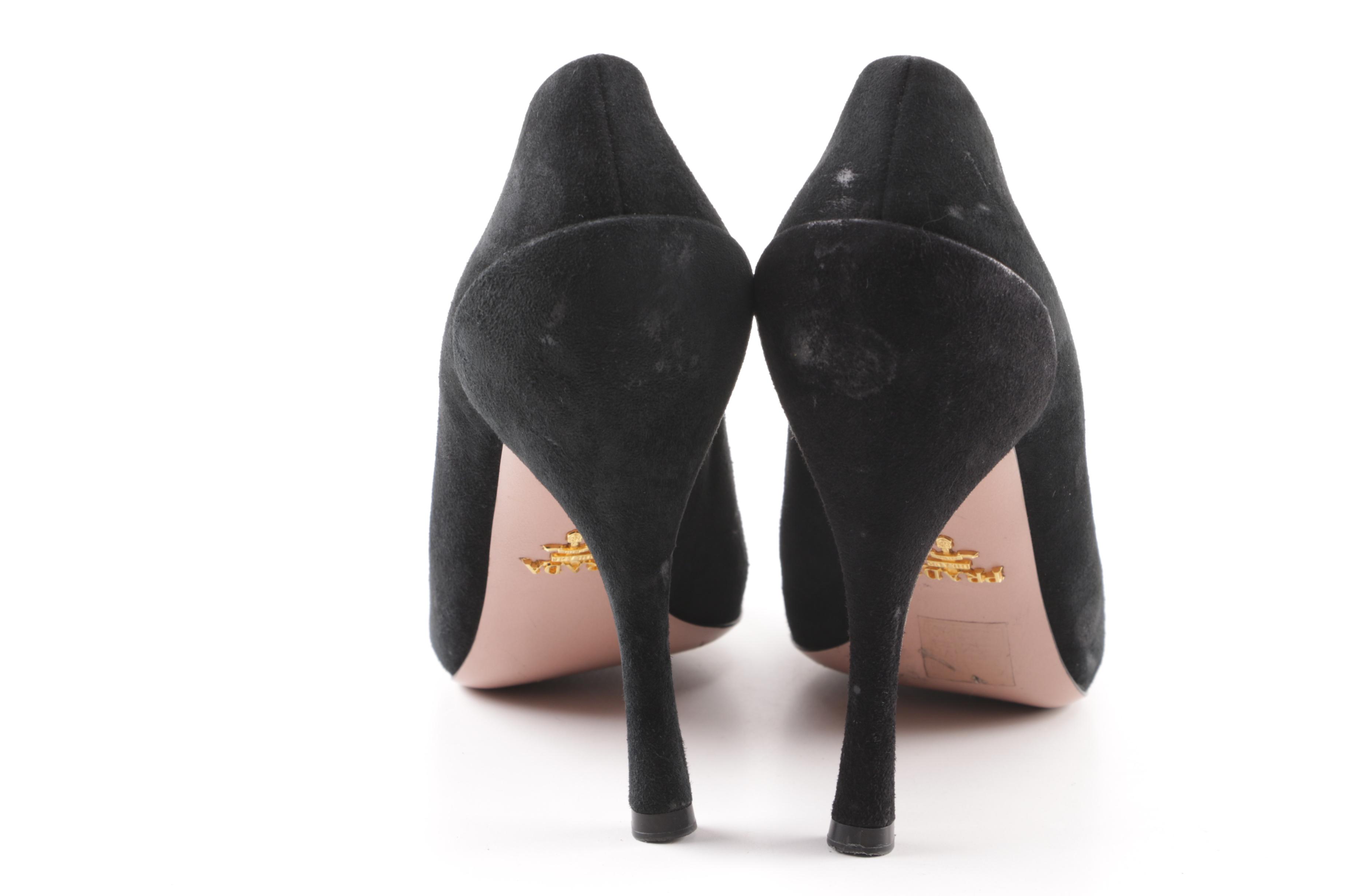 Prada Black Suede High Heels