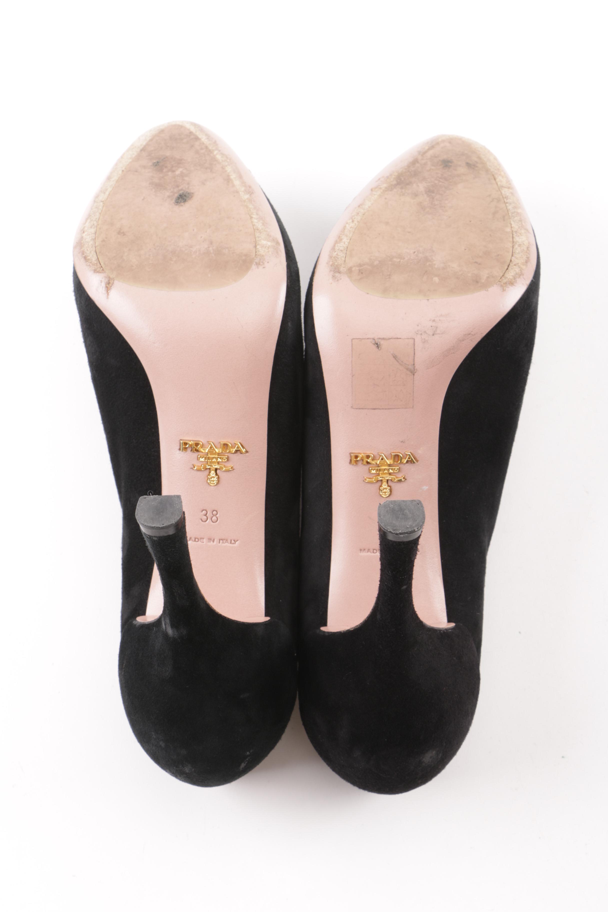 Prada Black Suede High Heels