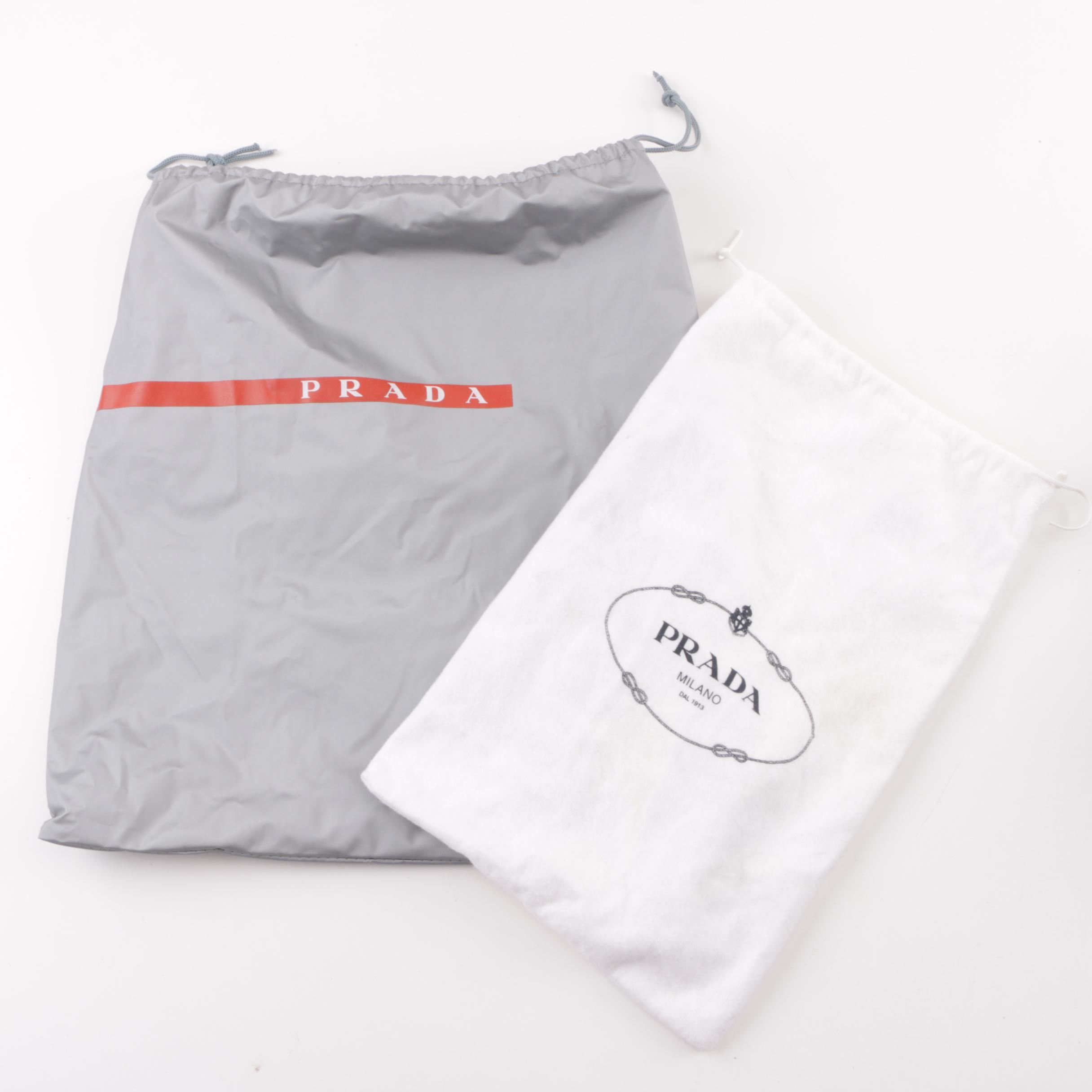 Prada White Leather Kitten Heel Sandals and Red Leather Loafers