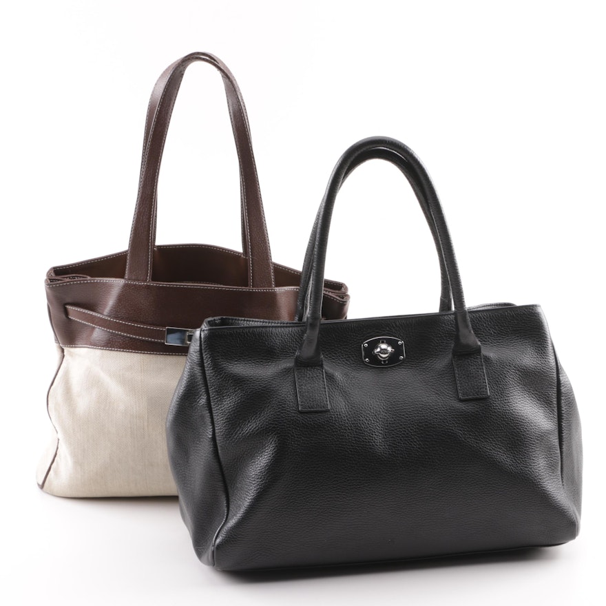 Furla Leather Appaloosa and Canvas Belted Totes