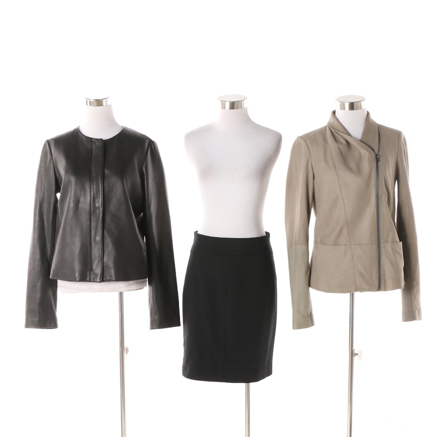 Women's Vince Leather Jackets and Black Pencil Skirt