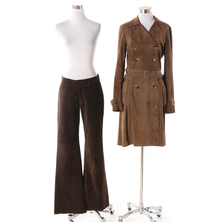 Women's Theory Brown Suede Pants and Jacket