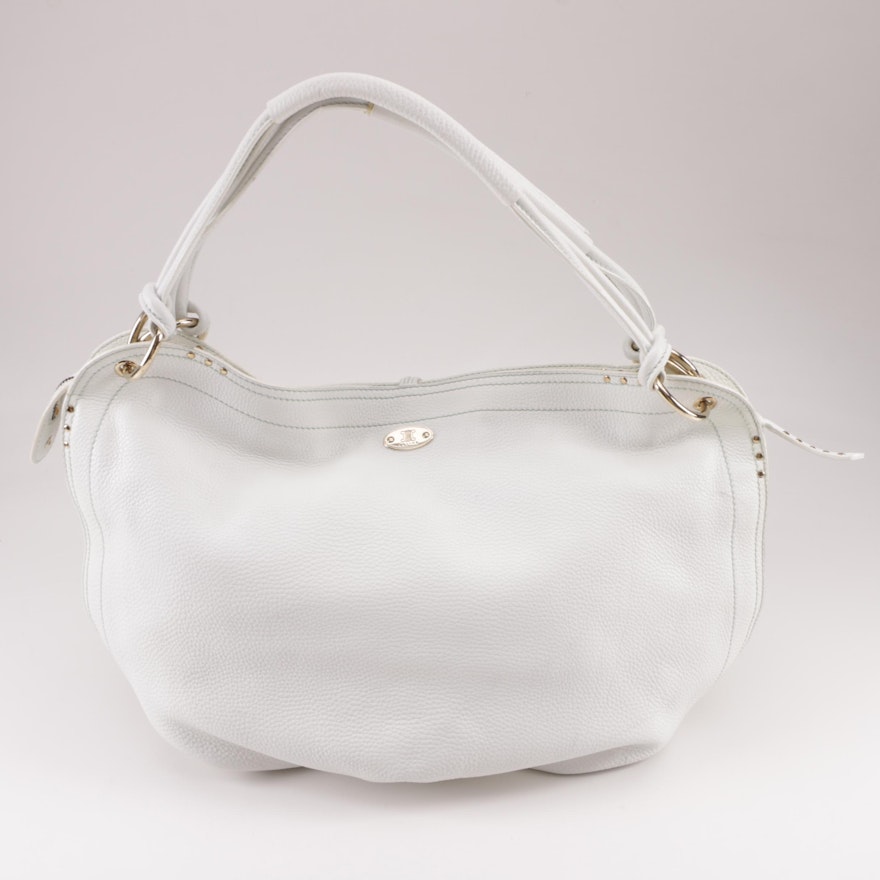 Celine Bittersweet White Pebbled Leather Hobo Shoulder Bag
