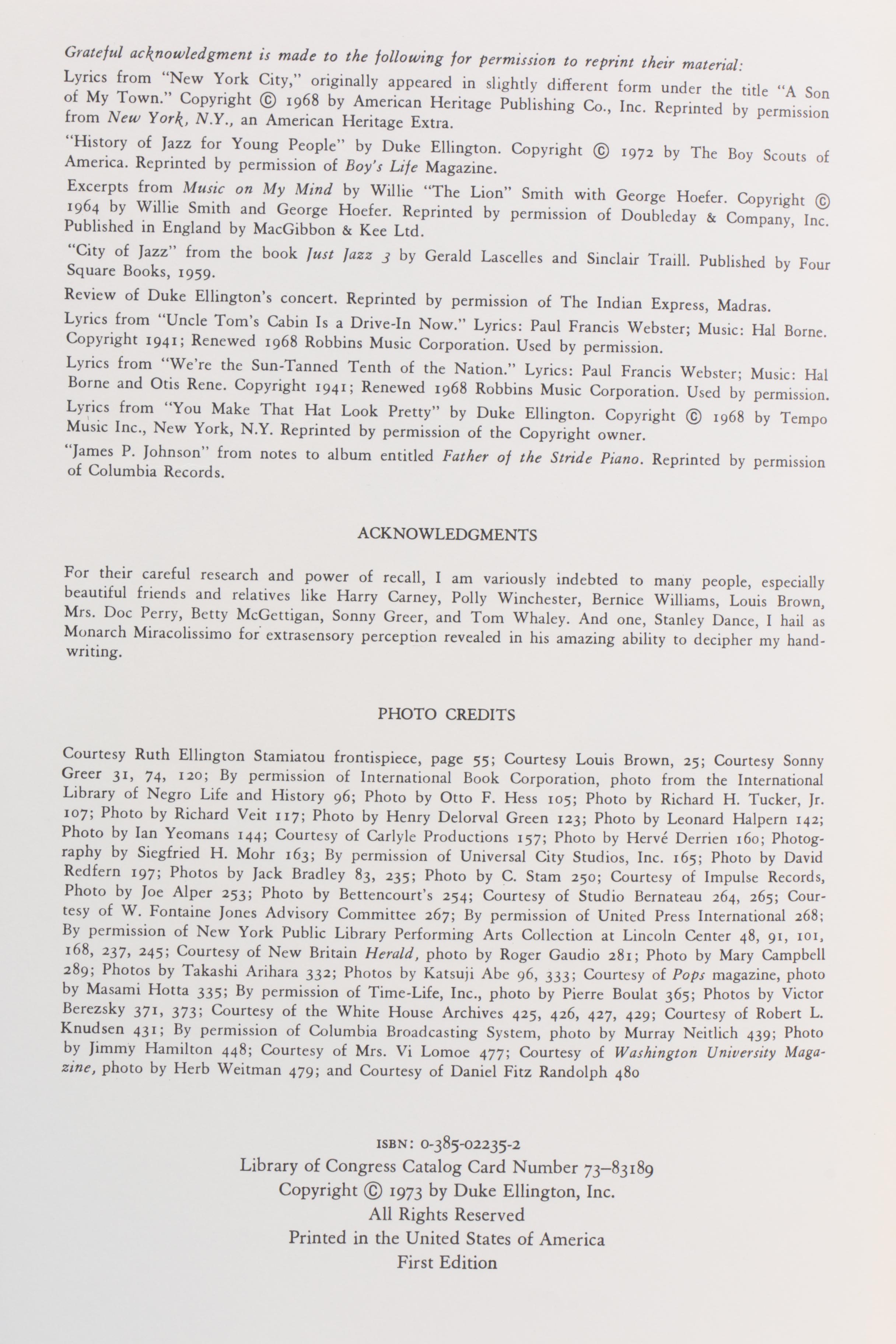 Ex-Libris Jack Bradley First Edition "Music is My Mistress" by Duke Ellington